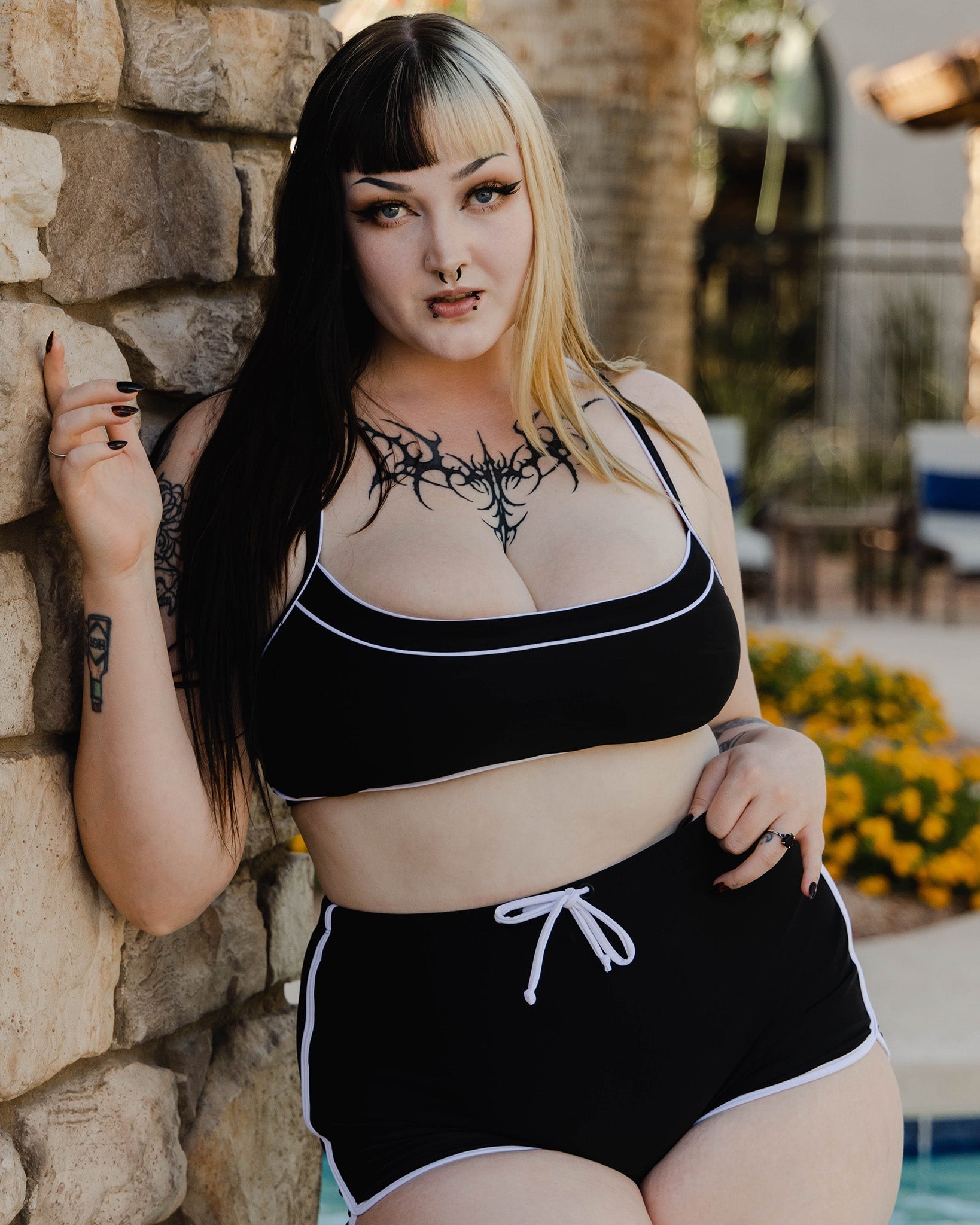 Women's Black & White Coastline Bikini Top