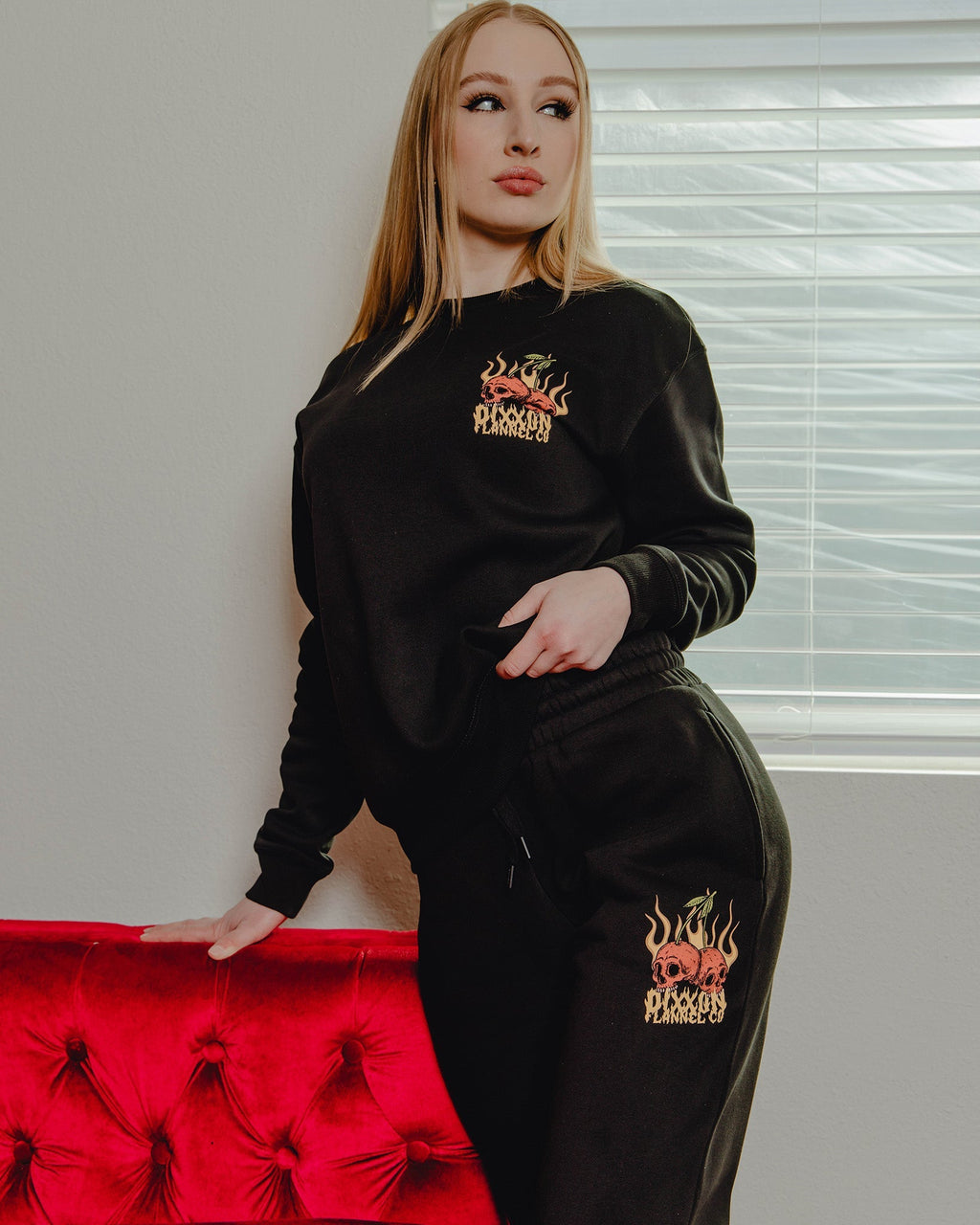 Women's Cherry Bombs Sweatpants - Black