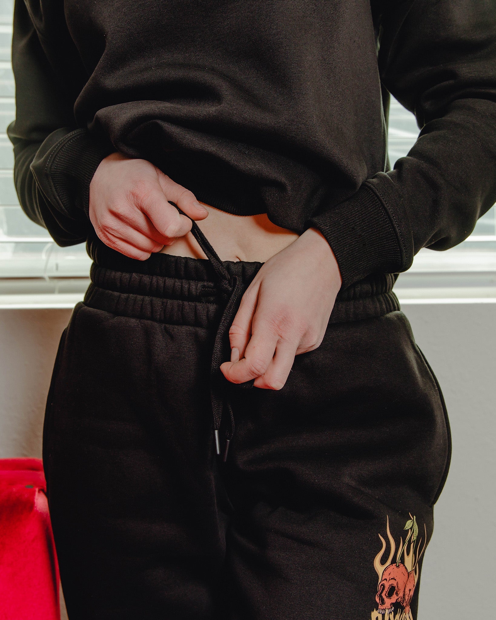 Women's Cherry Bombs Sweatpants - Black