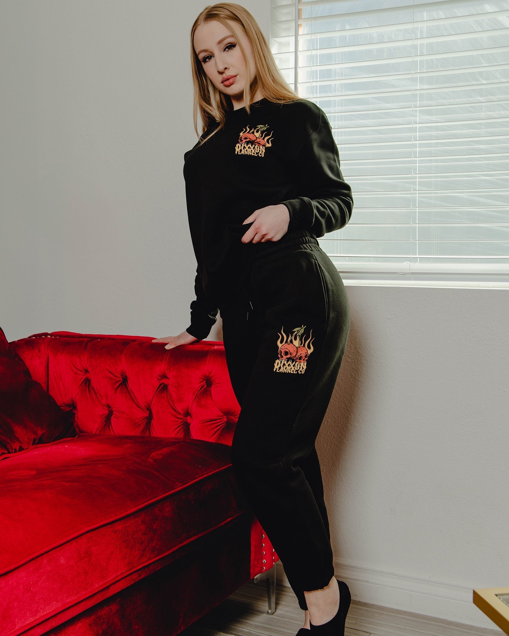 Women's Cherry Bombs Sweatpants - Black