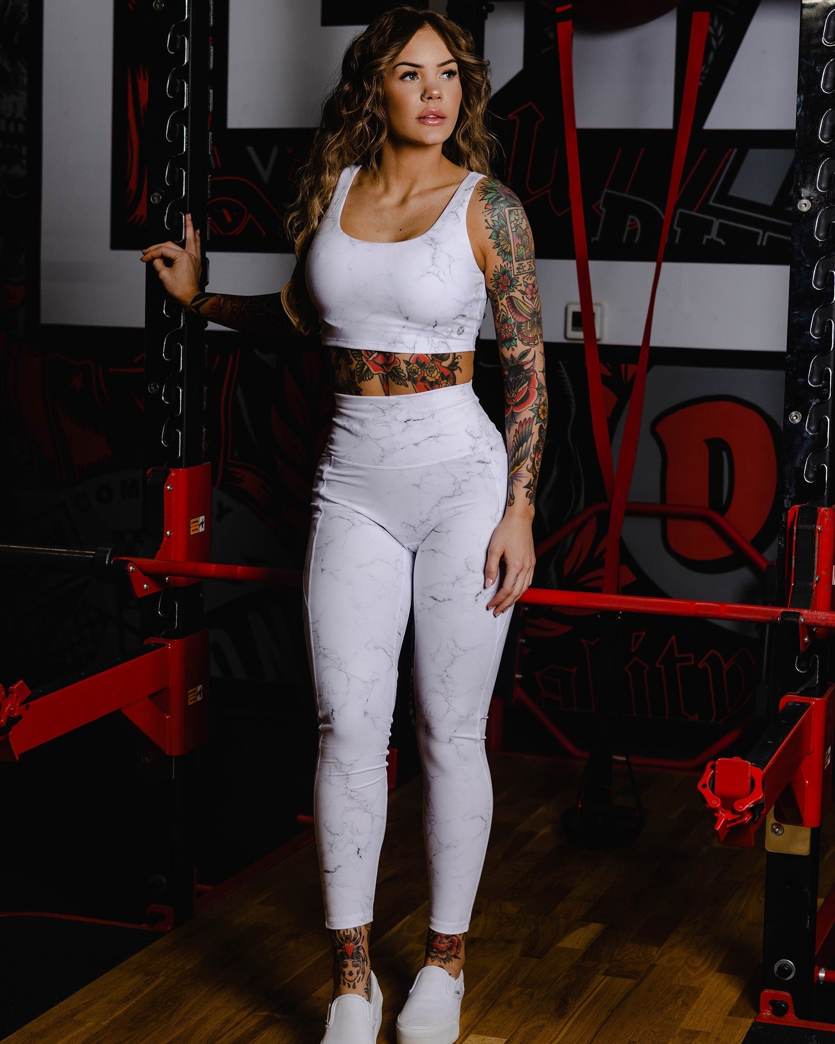 Women's Classic Leggings - White Marble