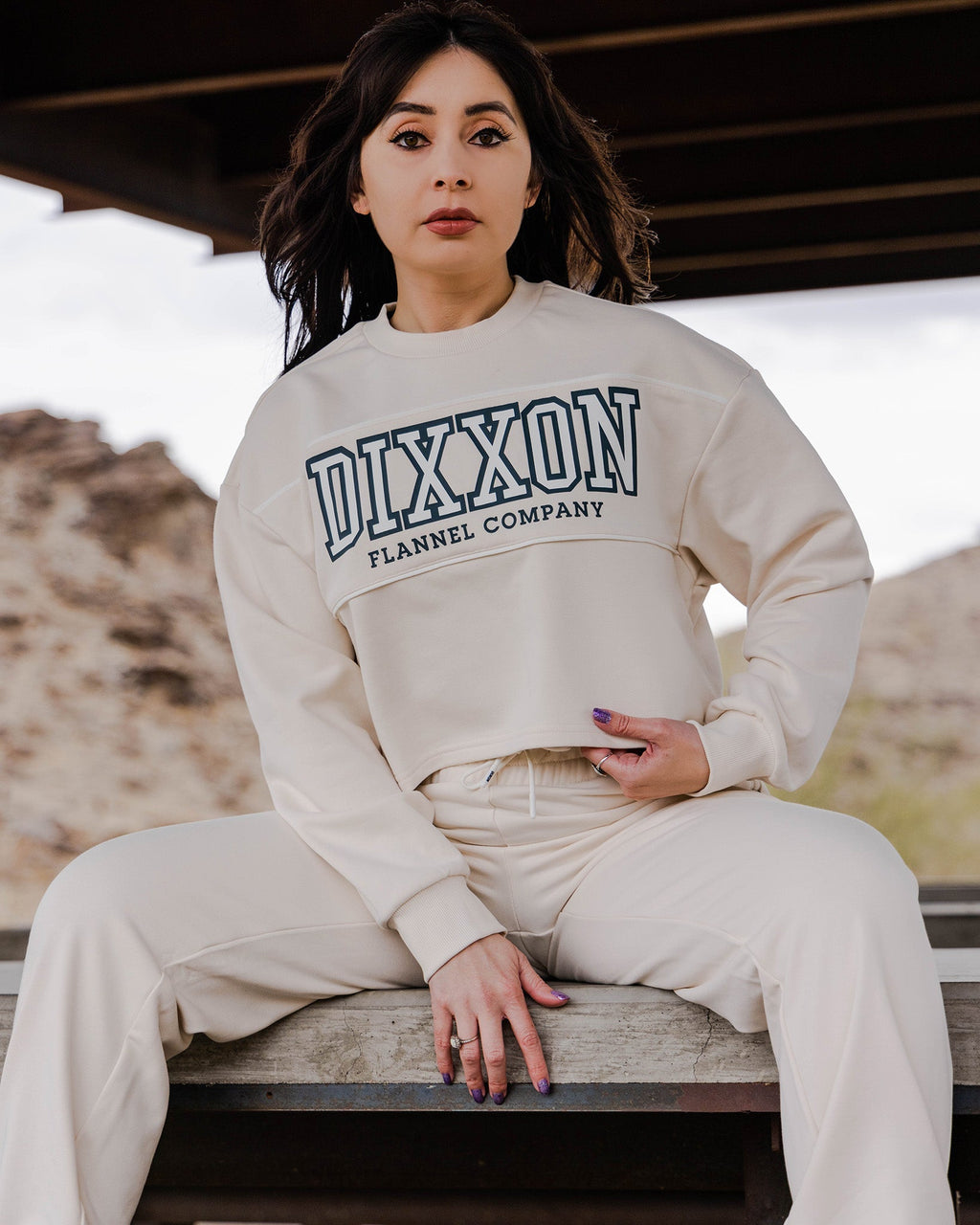 Women's DFCO Cropped Crewneck Sweatshirt - Bone