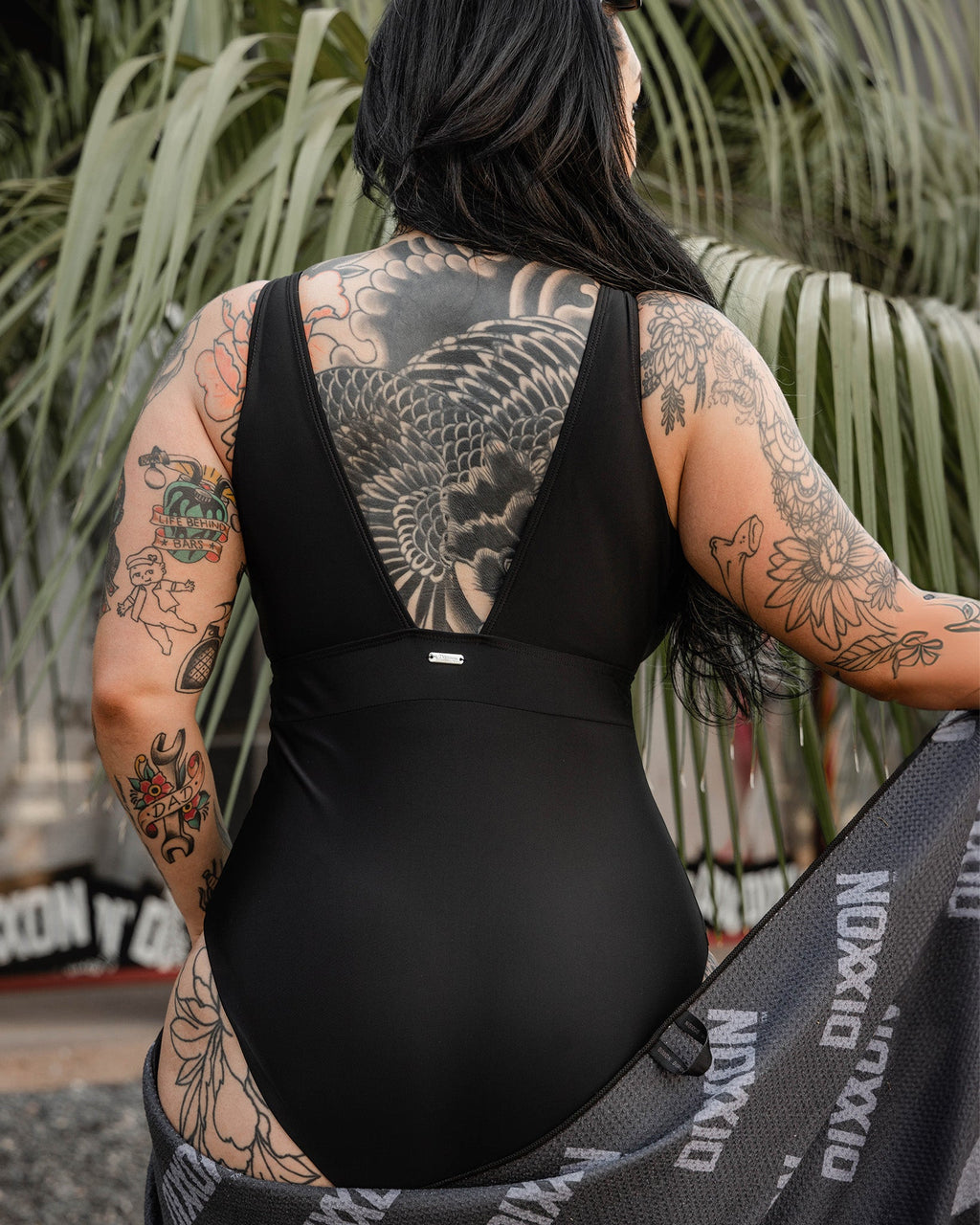 Women's Essential V-Neck One Piece - Black