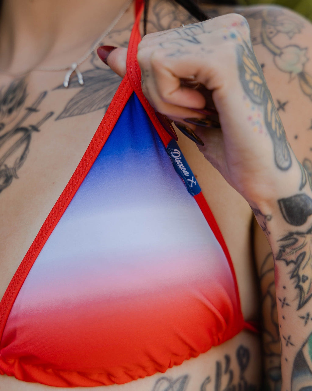 Women's Fader String Bikini Top - Red, White, & Blue