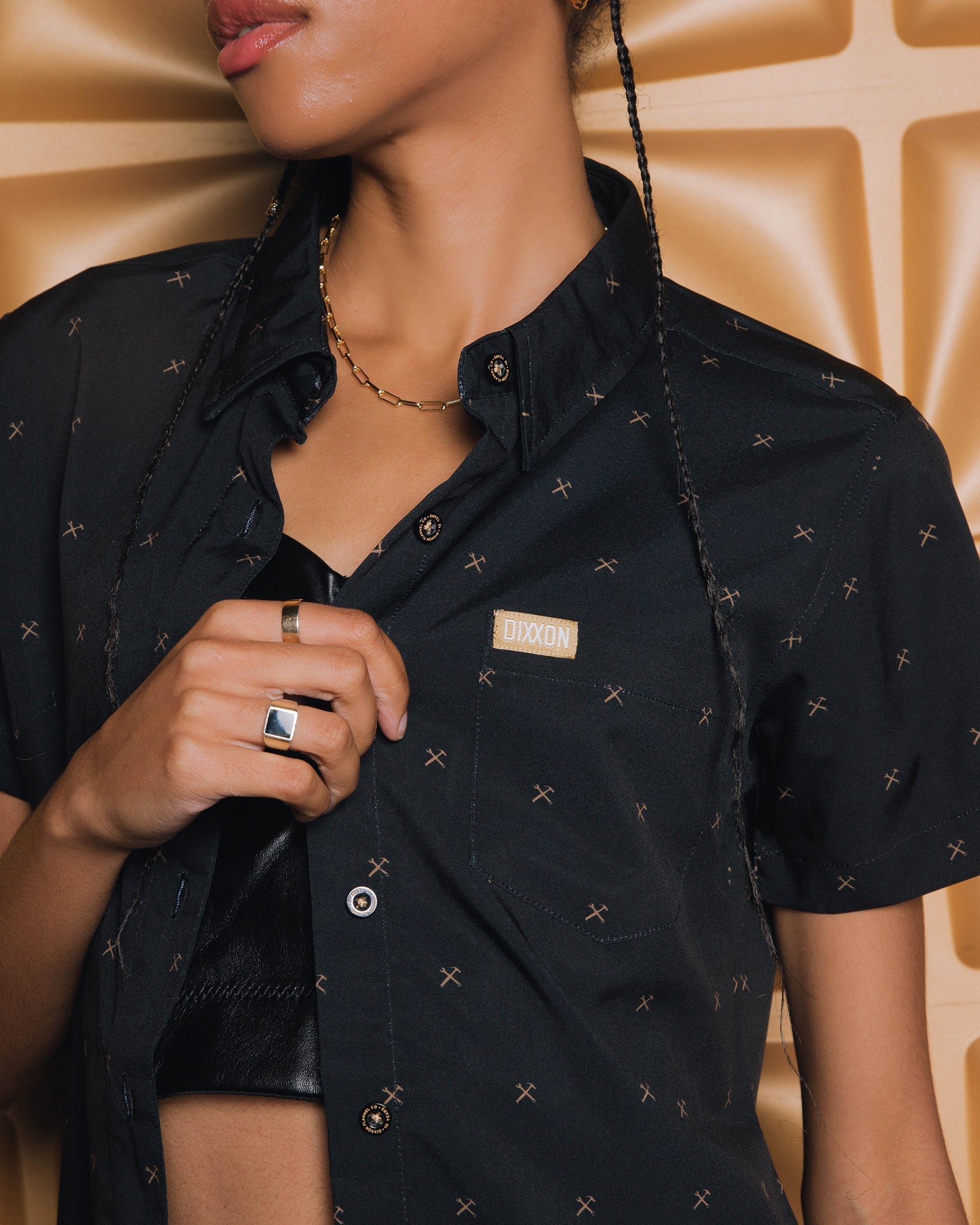 Women's Finney Party Shirt - Black & Gold