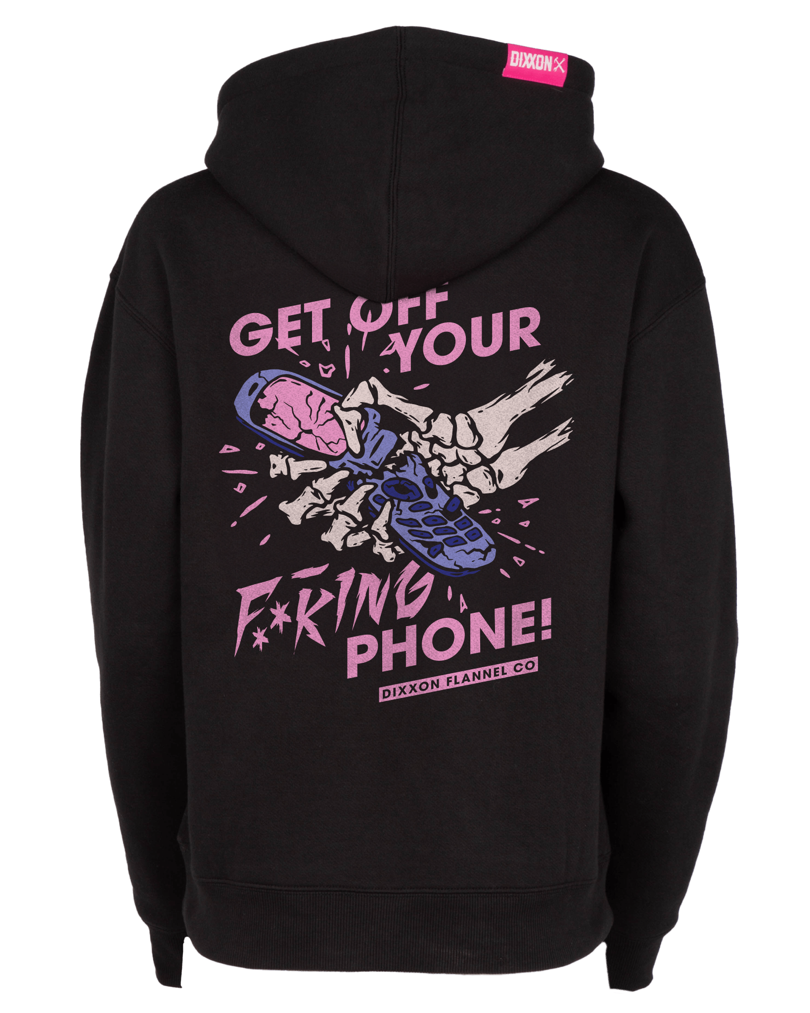 Women's Get Off Your Phone Pullover Hoodie - Black