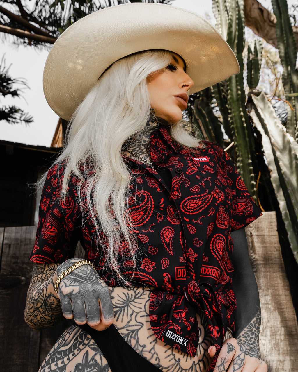 Women's Hankie Party Shirt - Black & Red