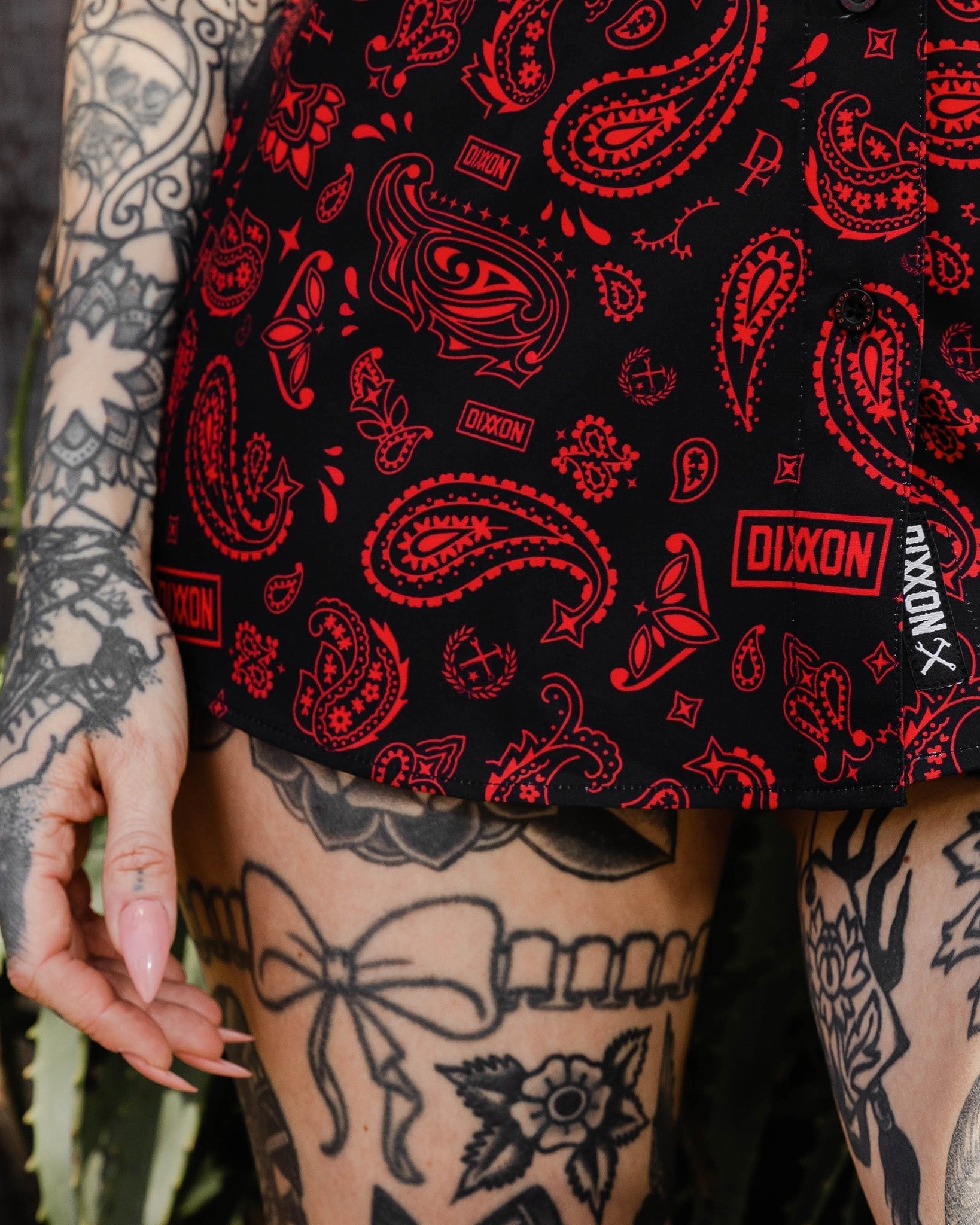 Women's Hankie Party Shirt - Black & Red