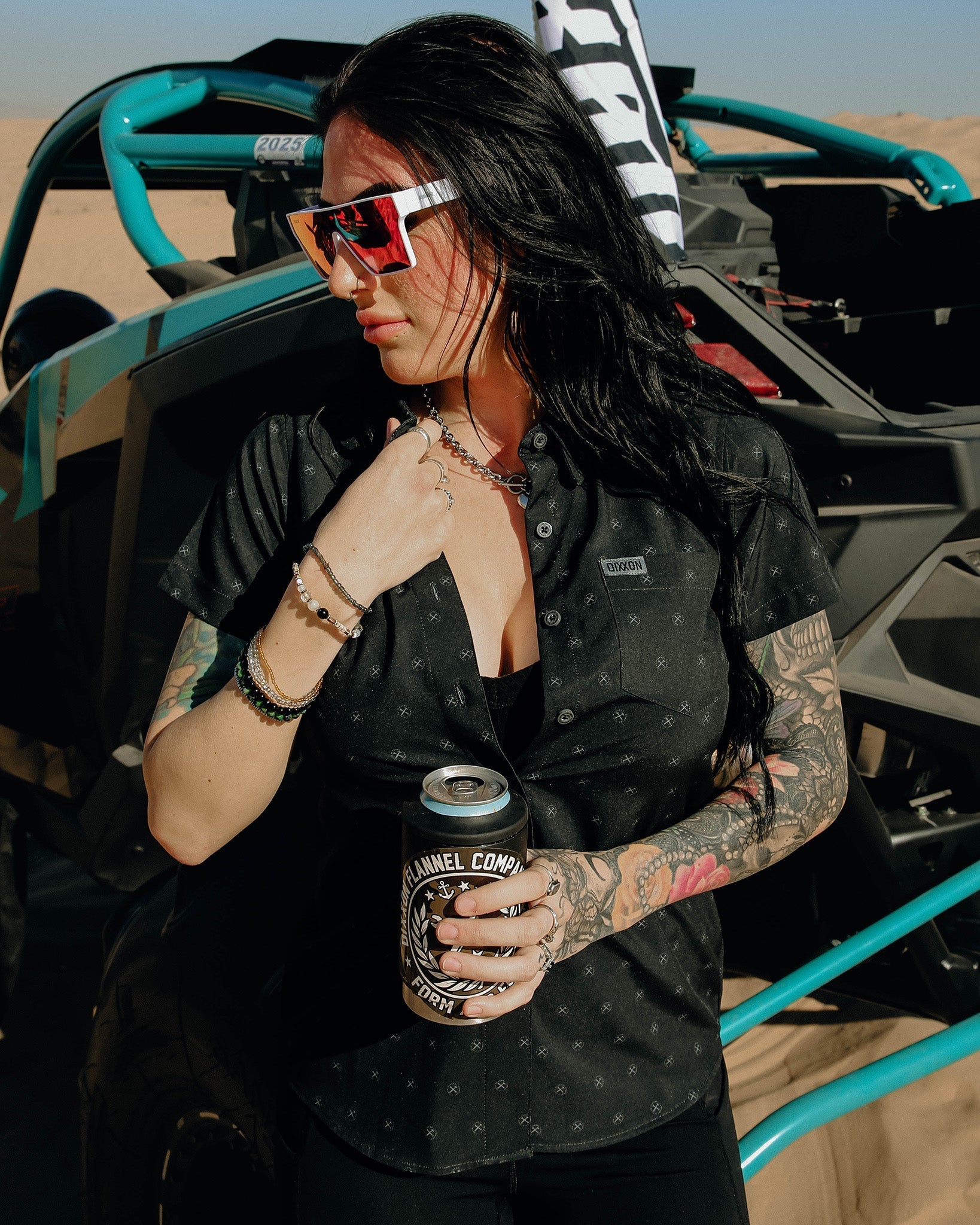 Women's Huckster Party Shirt - Black & Gray