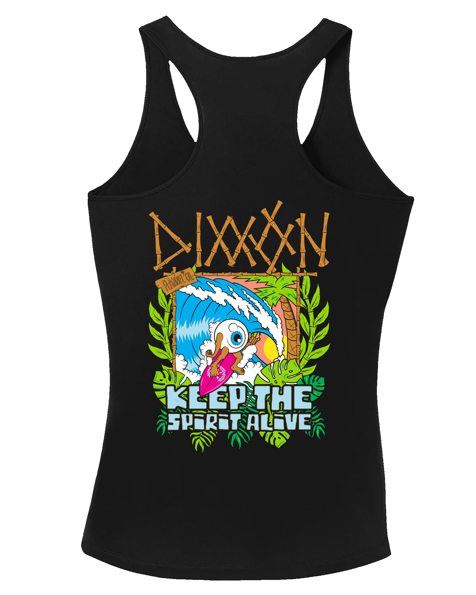Women's Keepin' the Surf Spirit Alive Eye Fitted Tank - Black