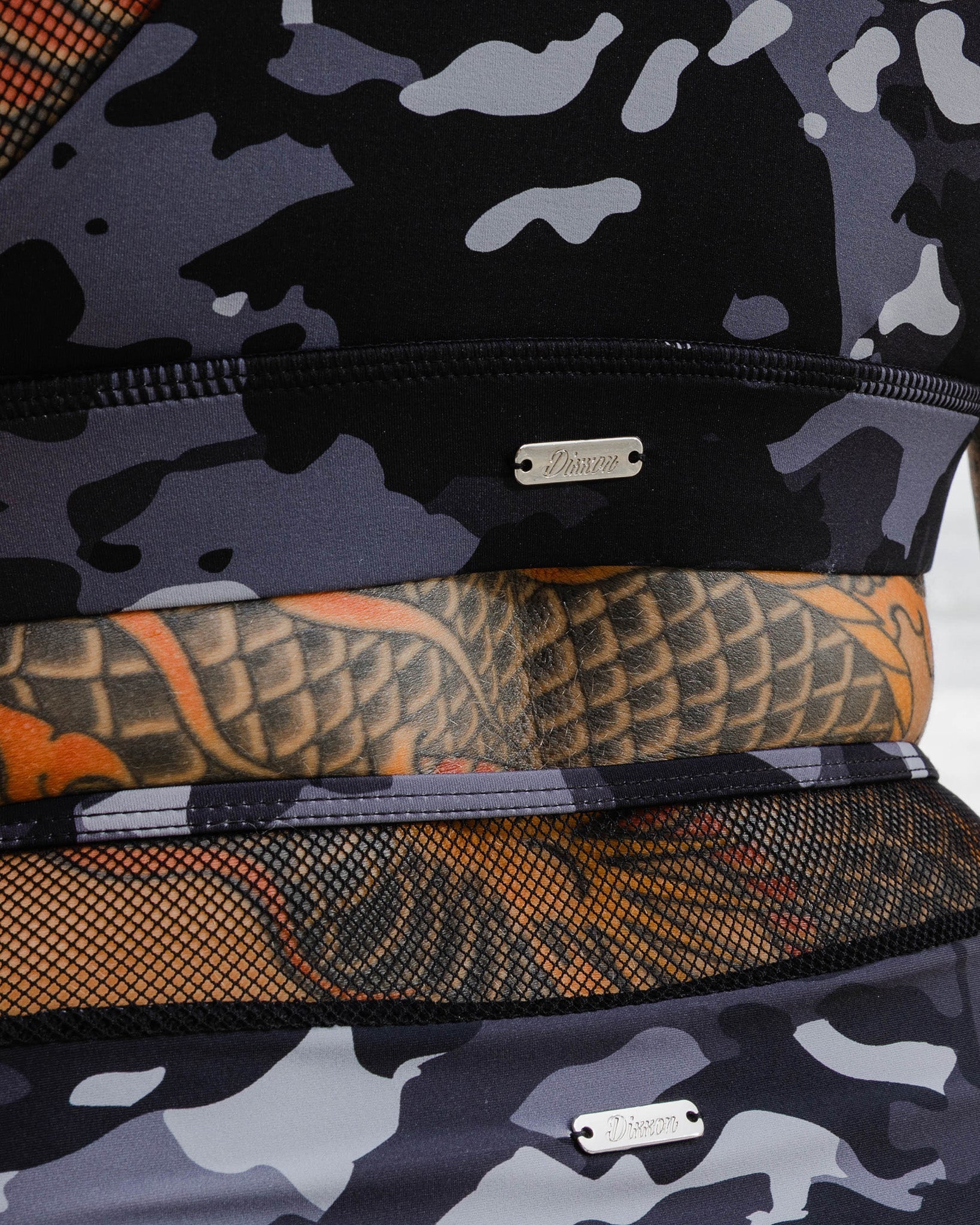 Women's Luxe Black Mesh High Waisted Bikini Bottom - Black Camo