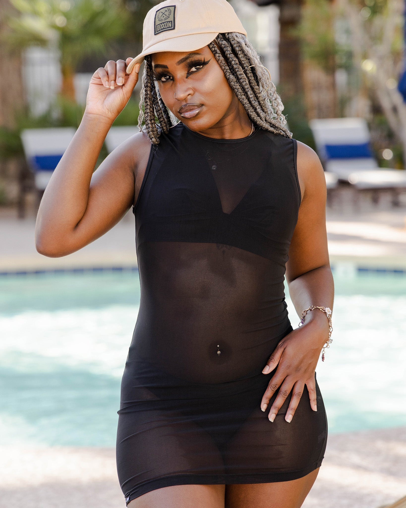 Women's Mesh Cover Up Dress - Black