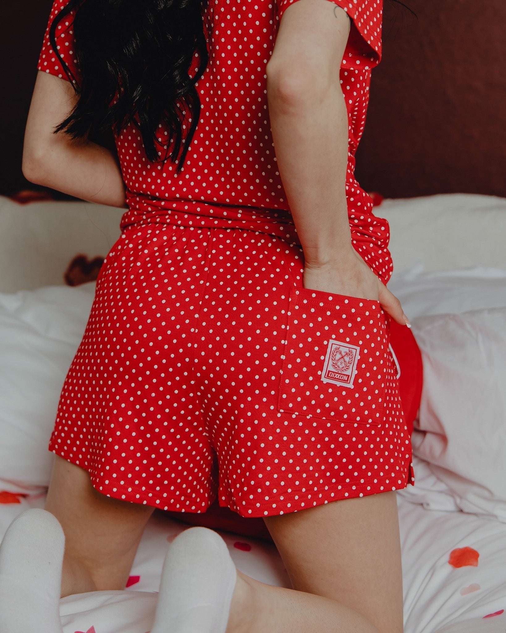 Women's Milton Pajama Shorts - Red & White