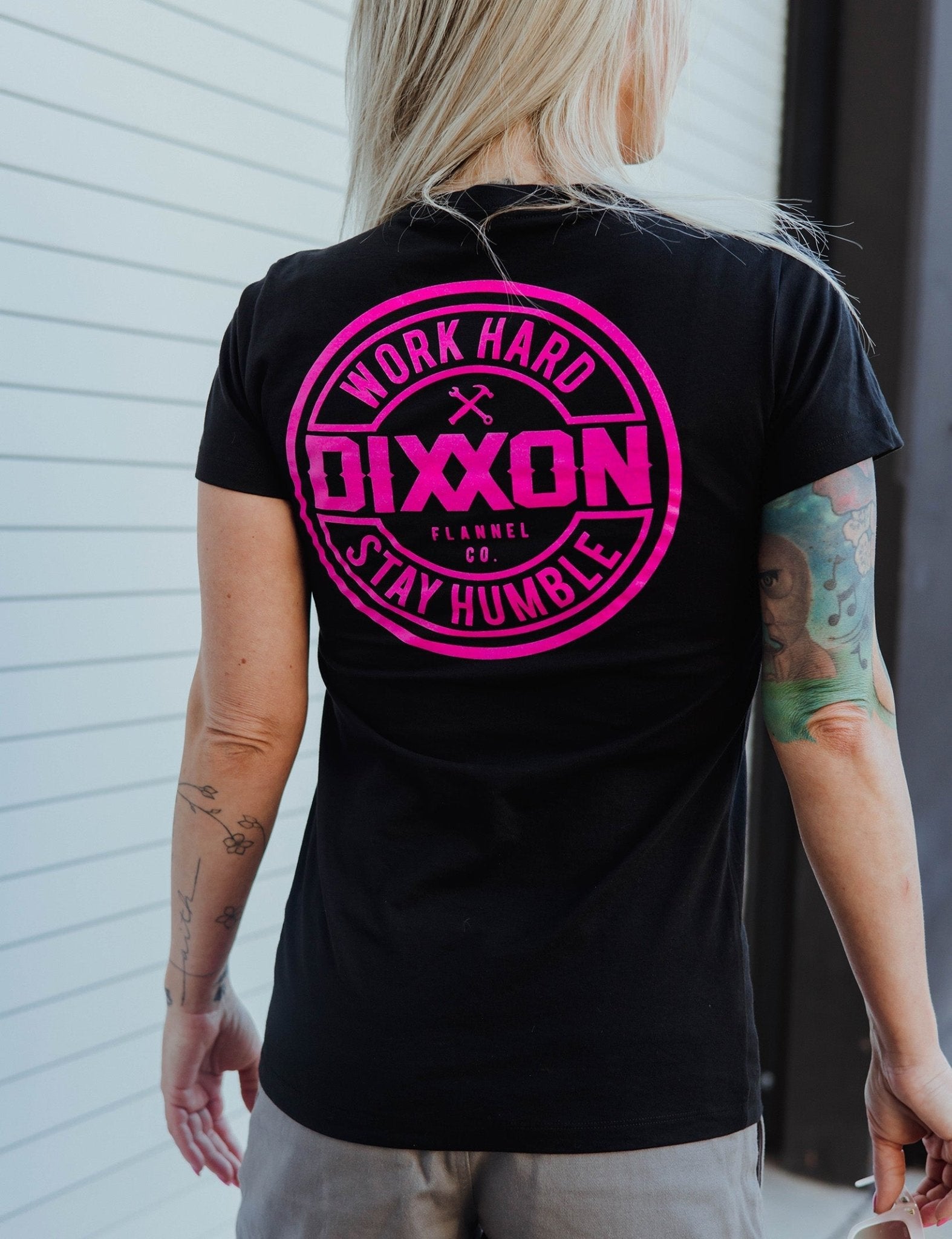 Women's Pink Corpo Fitted Tee - Black