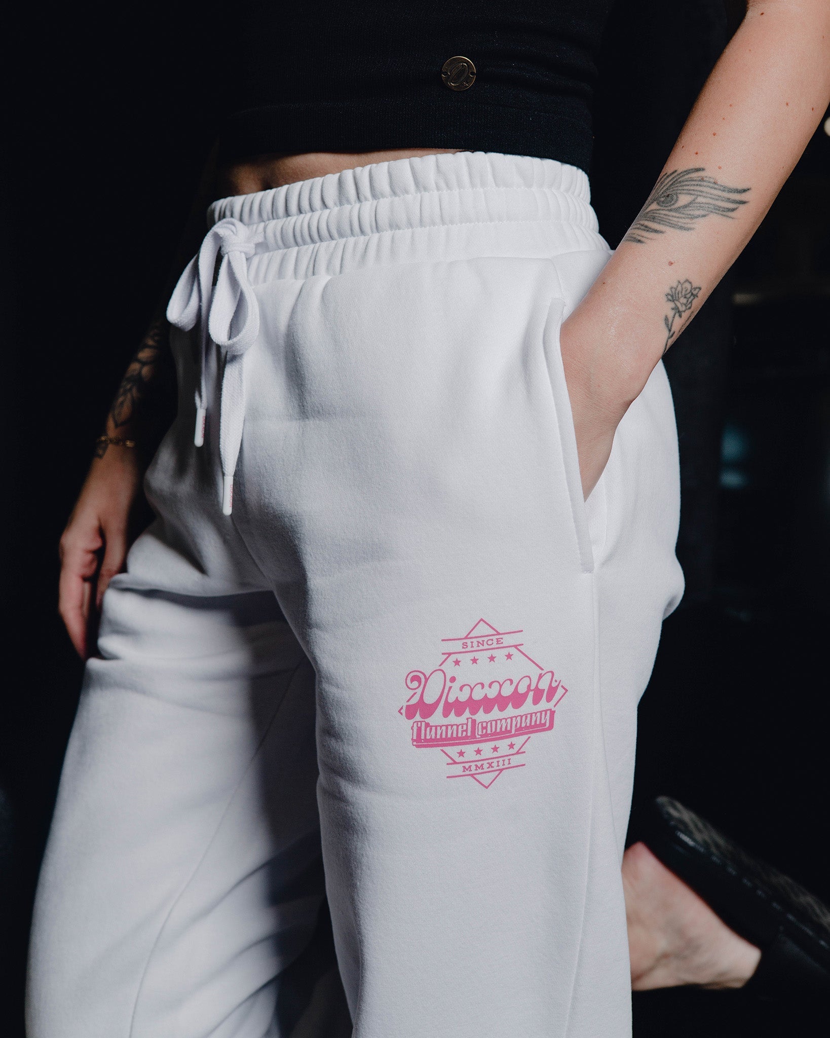 Women's Pink Stardust Sweatpants - White