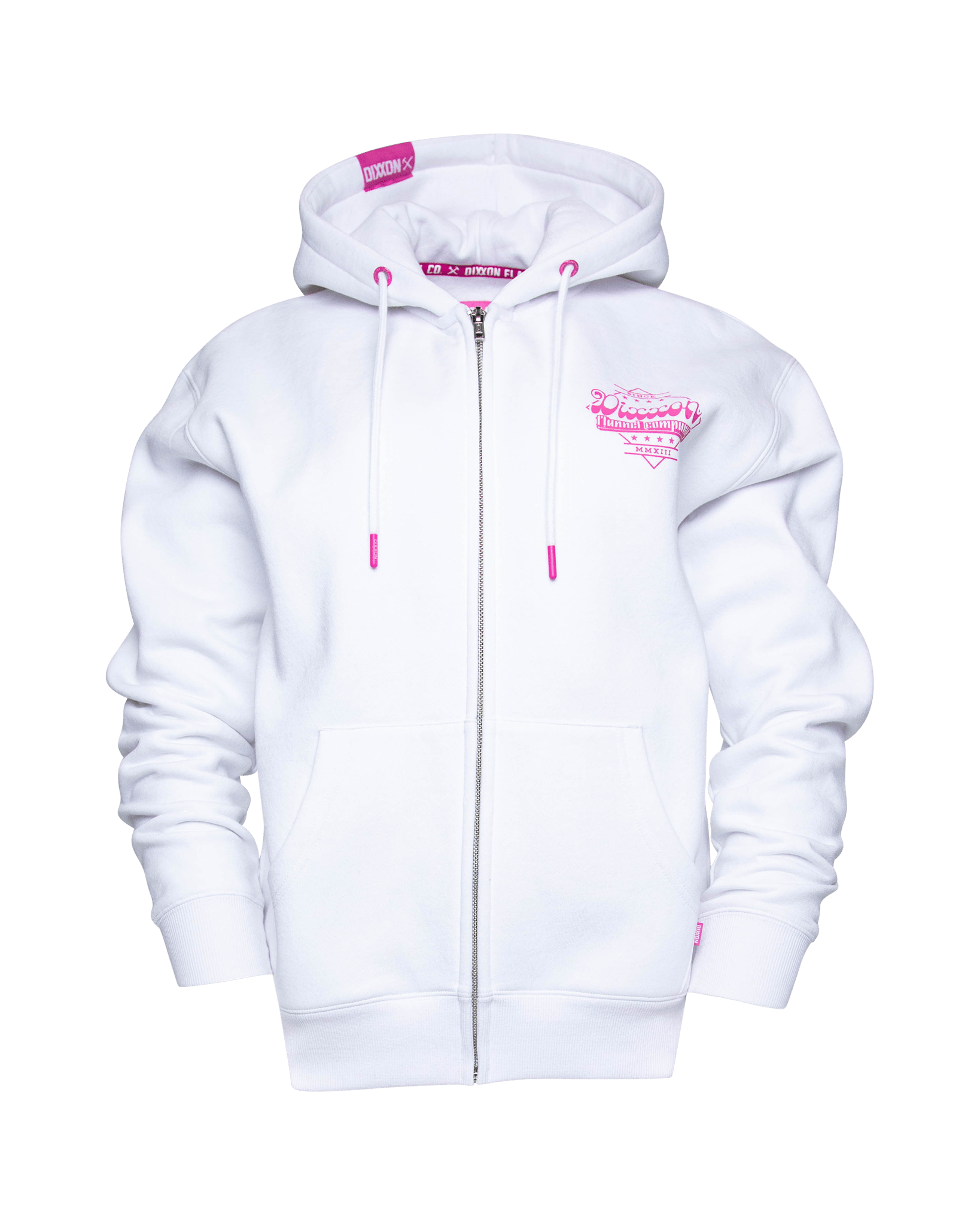 Women's Pink Stardust Zip Up Hoodie - White