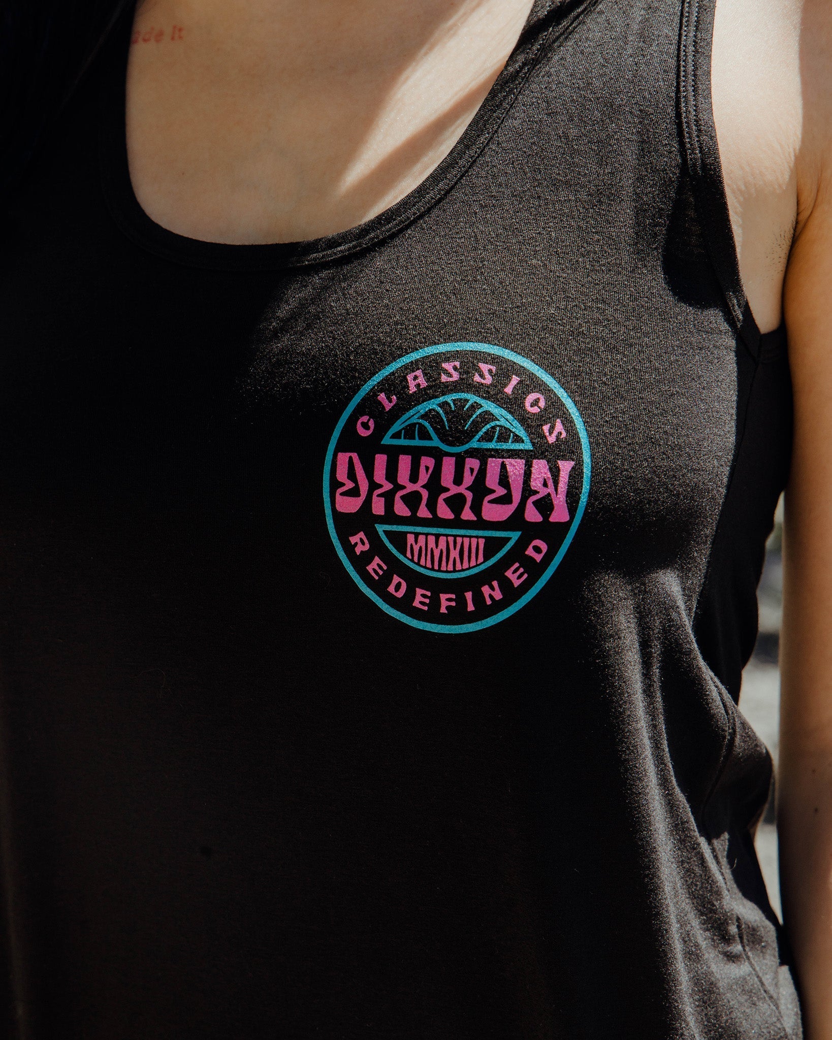 Women's Pink Sunbather Flowy Tank - Black