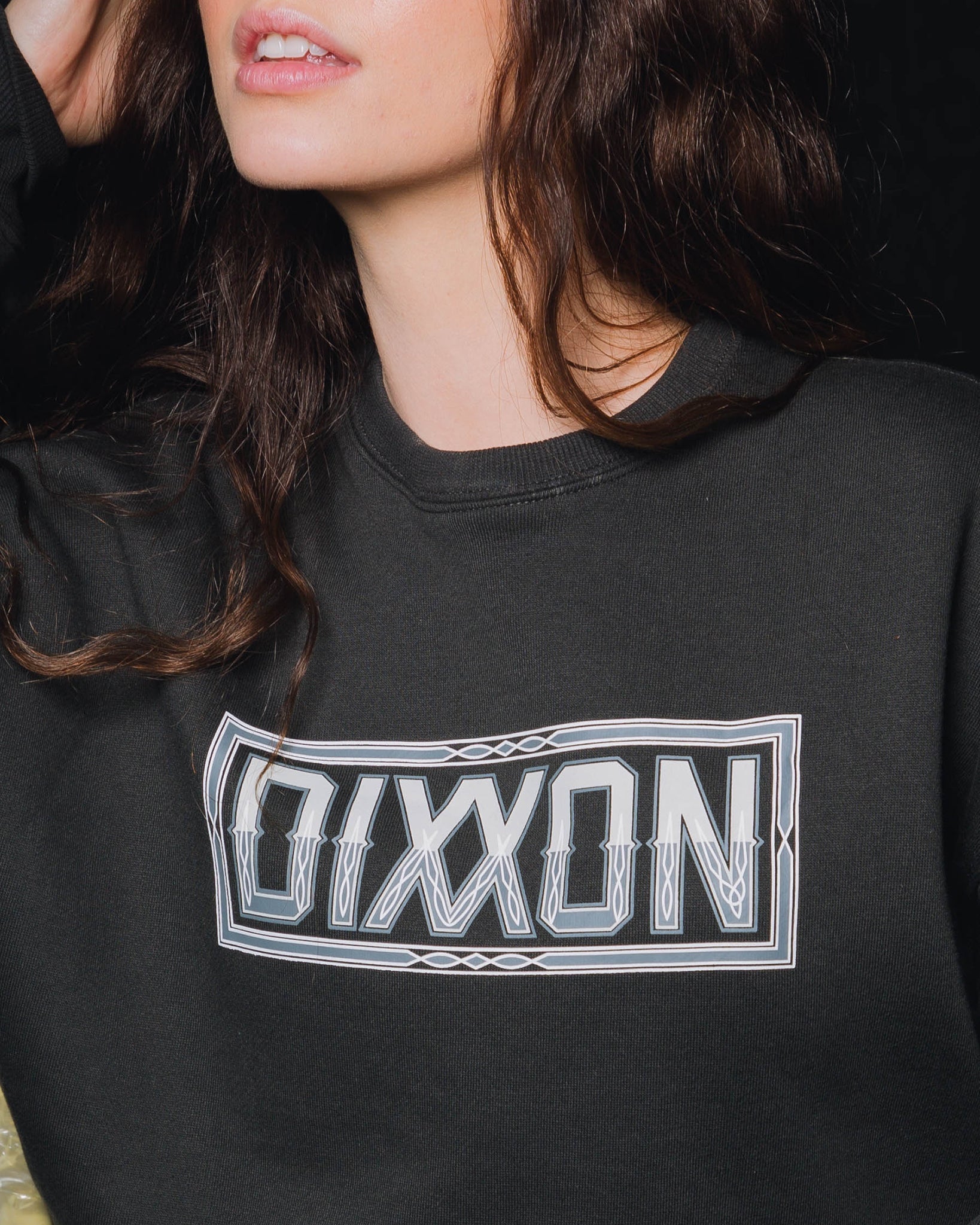 Women's Pinstripe Crewneck Sweatshirt - Black & Gray