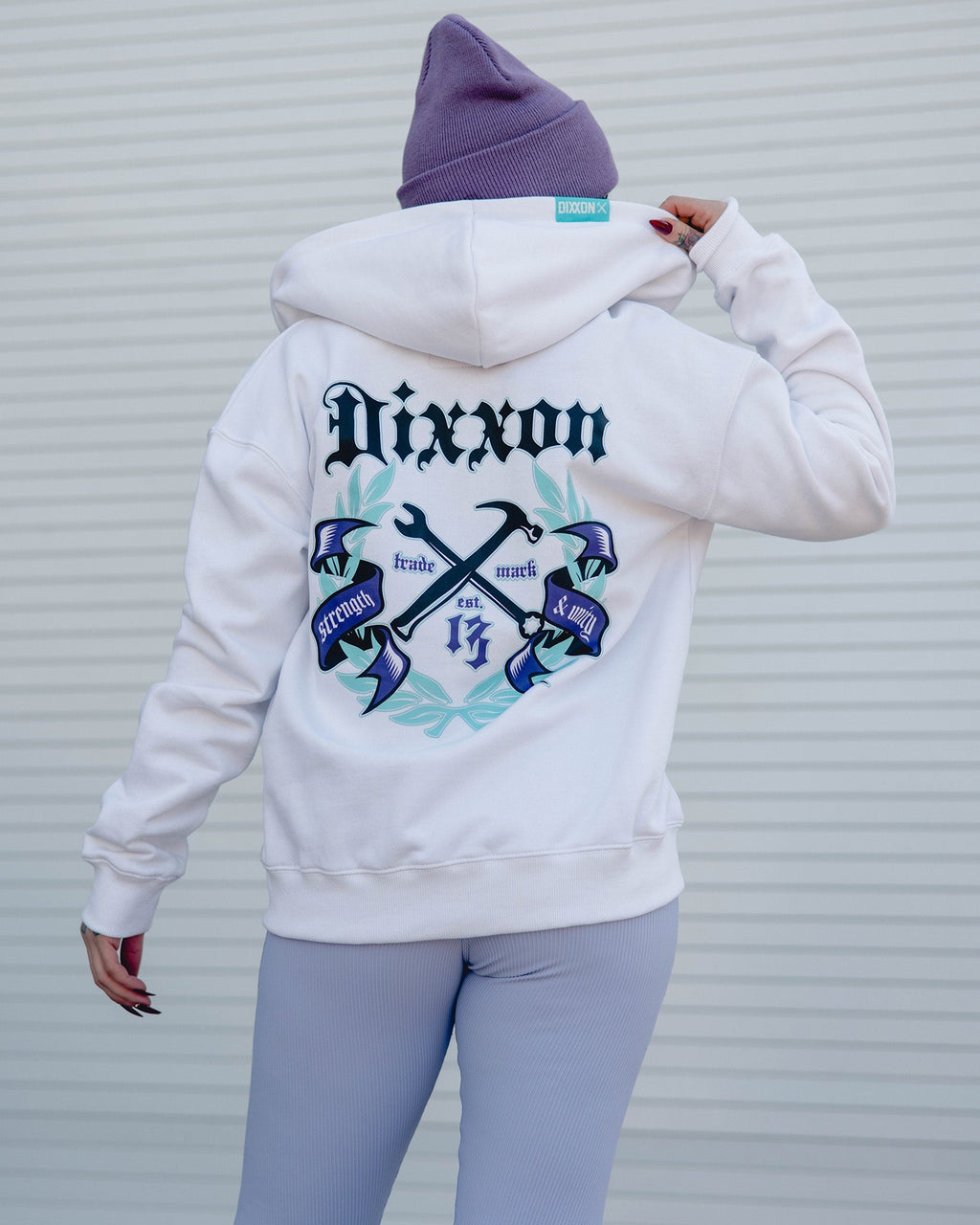 Women's Purple Award Crest Zip Up - White