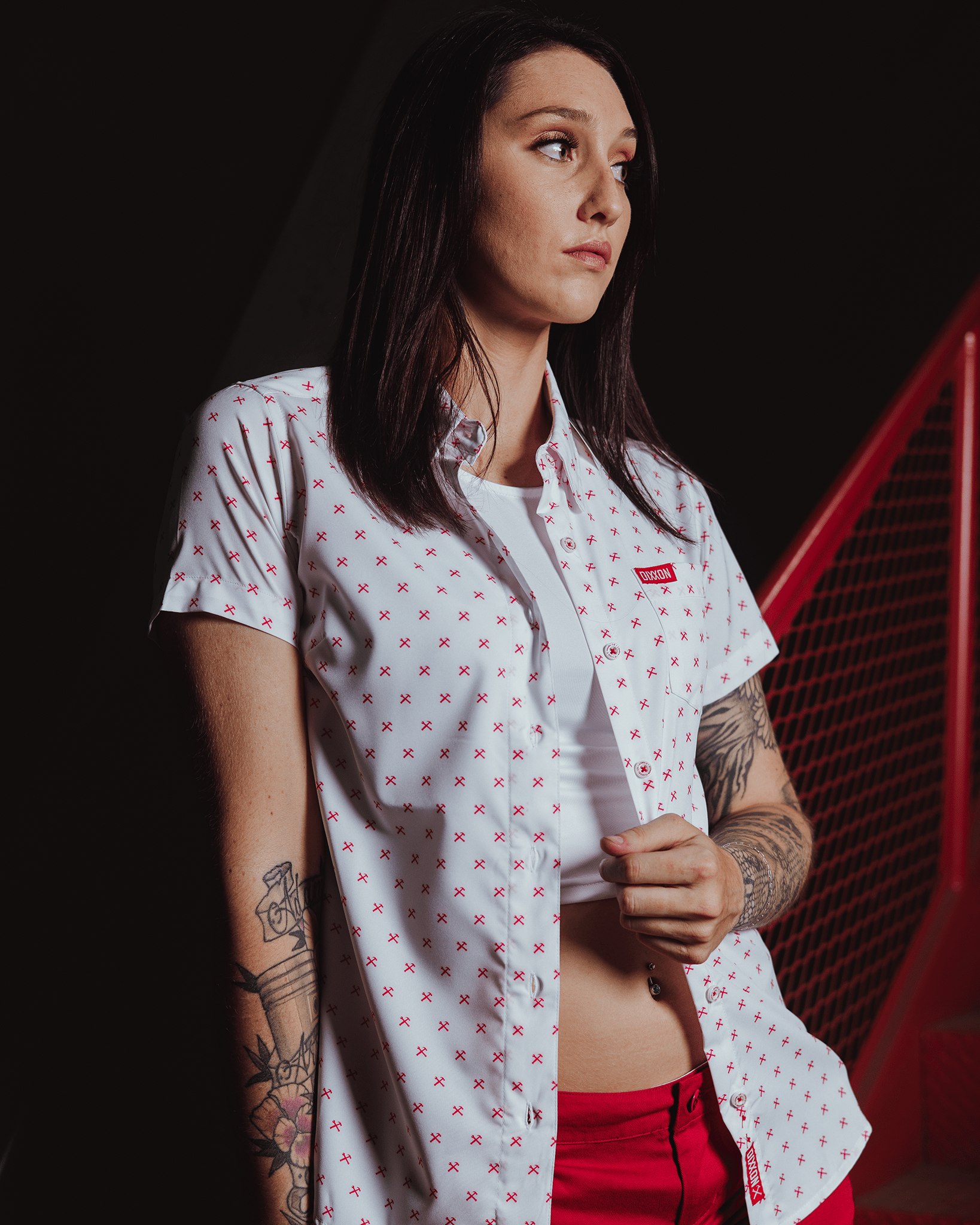 Women's Red Finney Party Shirt - White