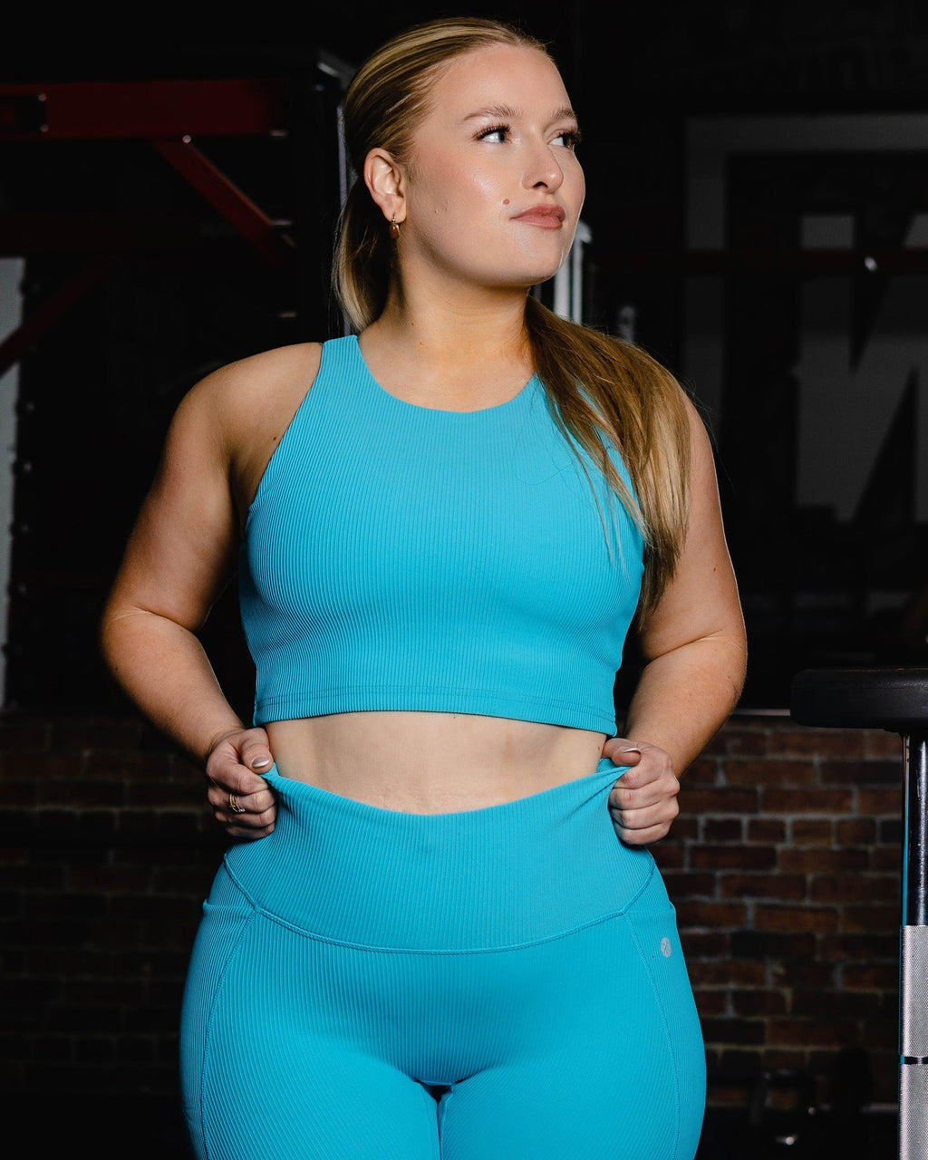 Women's Ribbed Crop Top - Blue