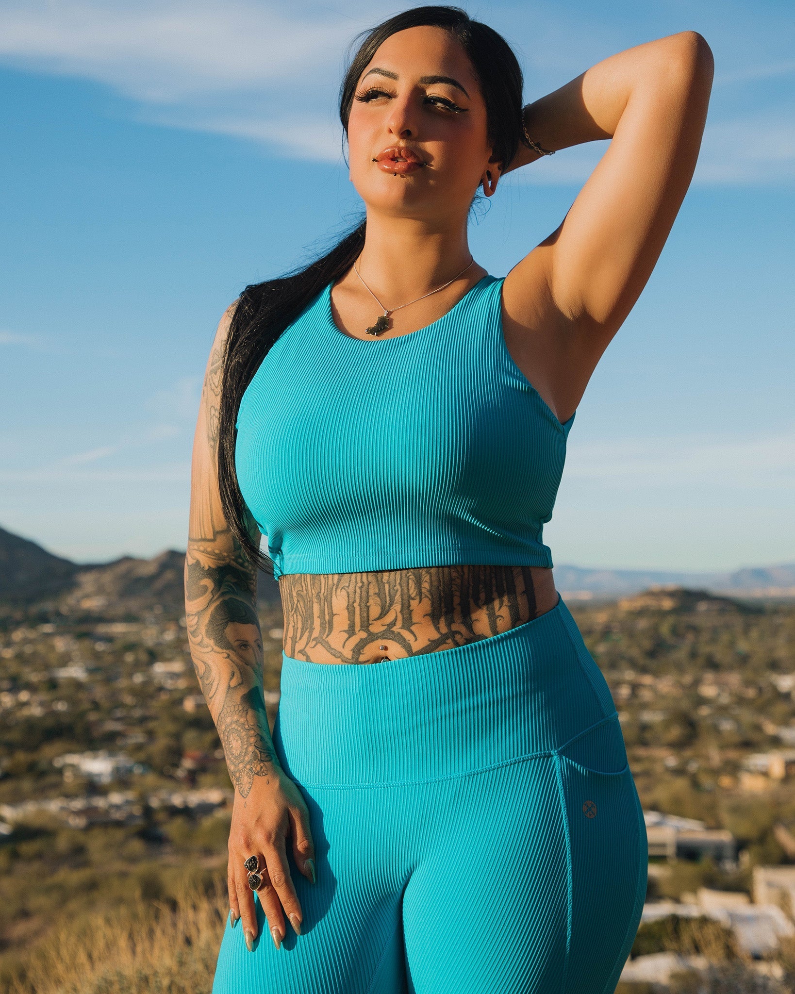 Women's Ribbed Crop Top - Blue