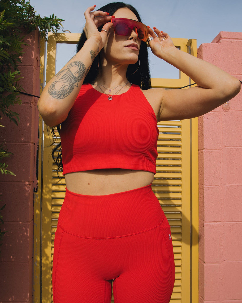 Women's Ribbed Crop Top - Red