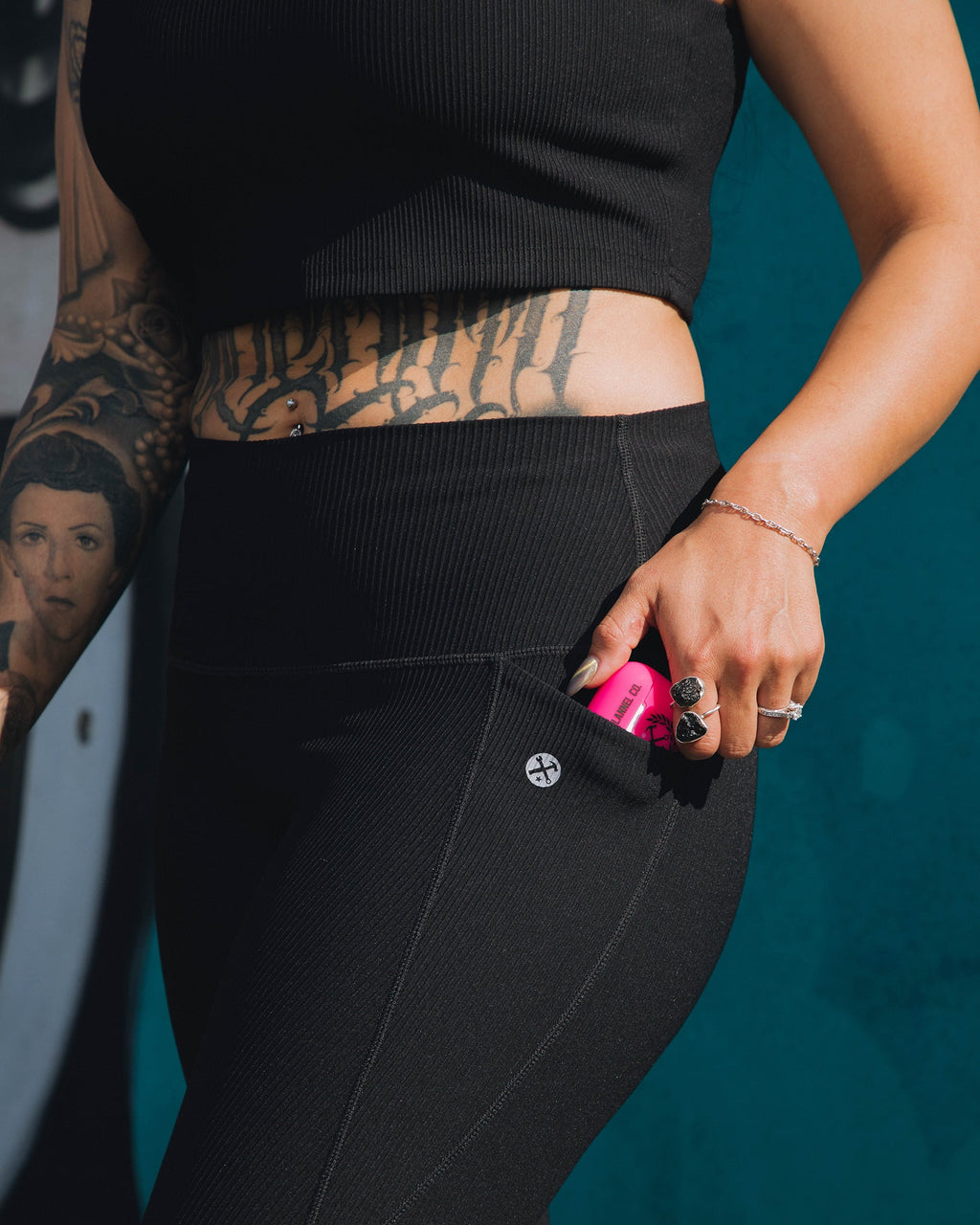 Women's Ribbed Leggings - Black