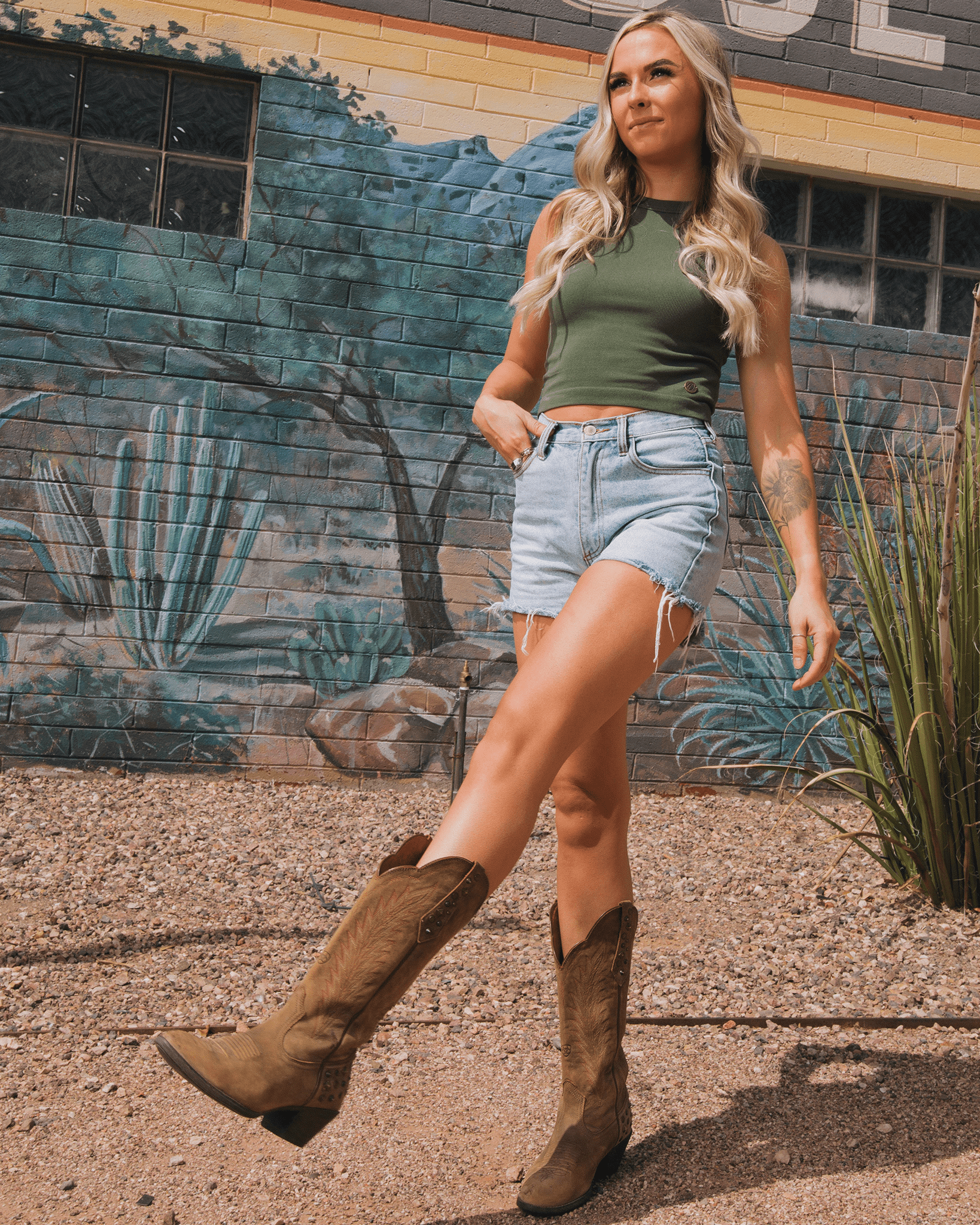 Women's Ribbed Tank - O.D. Green - One Size