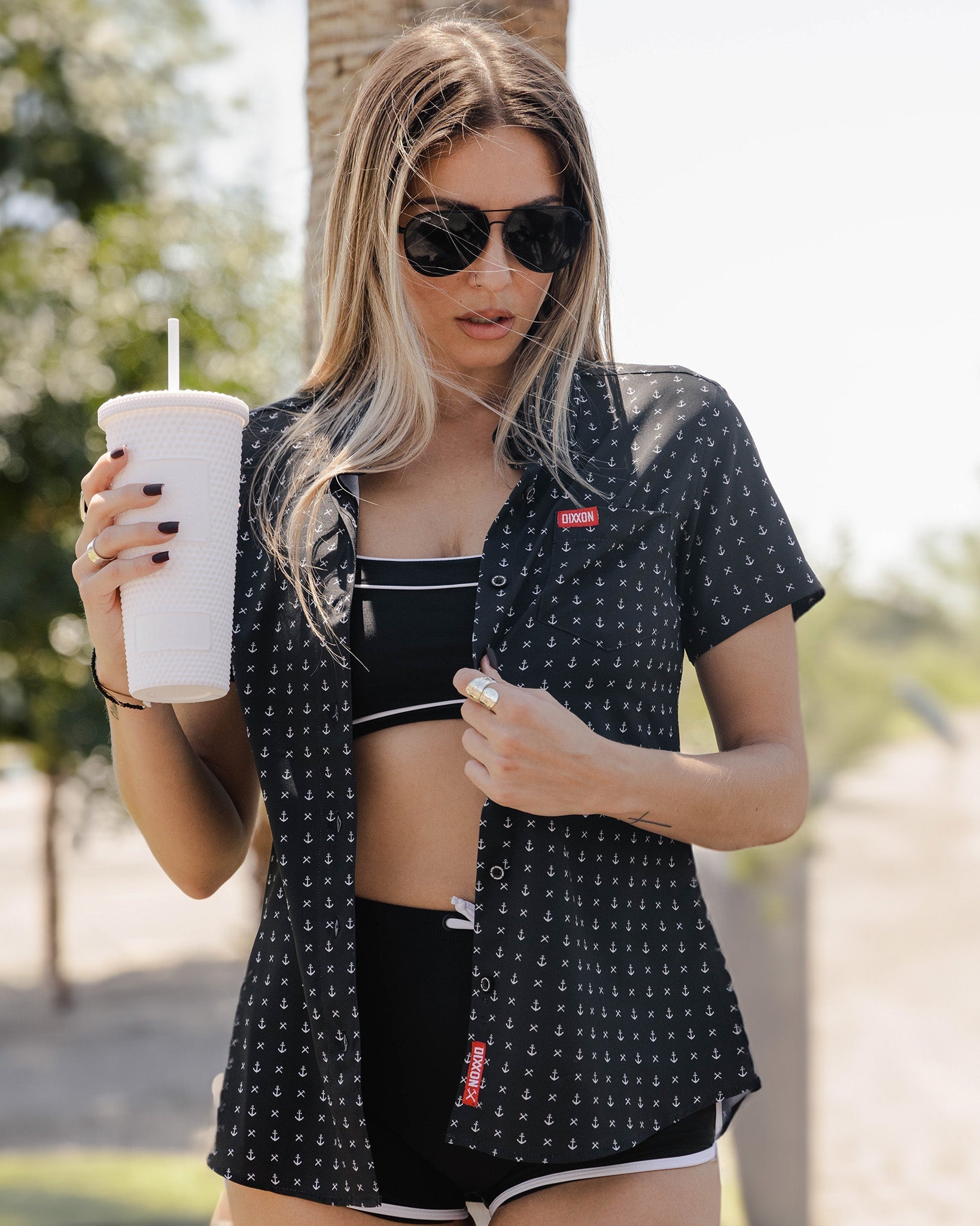 Women's Salty Dog Party Shirt - Black & White