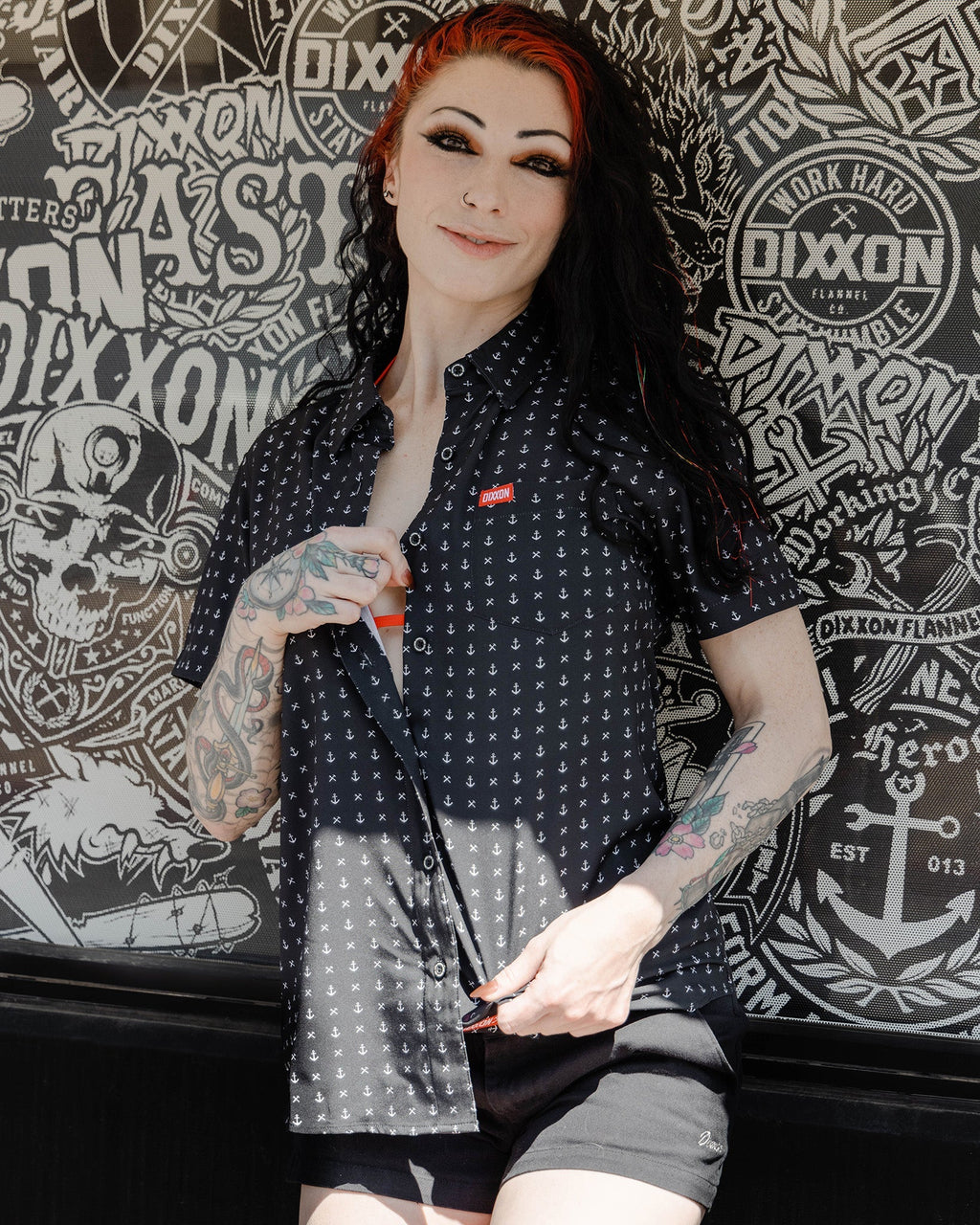 Women's Salty Dog Party Shirt - Black & White