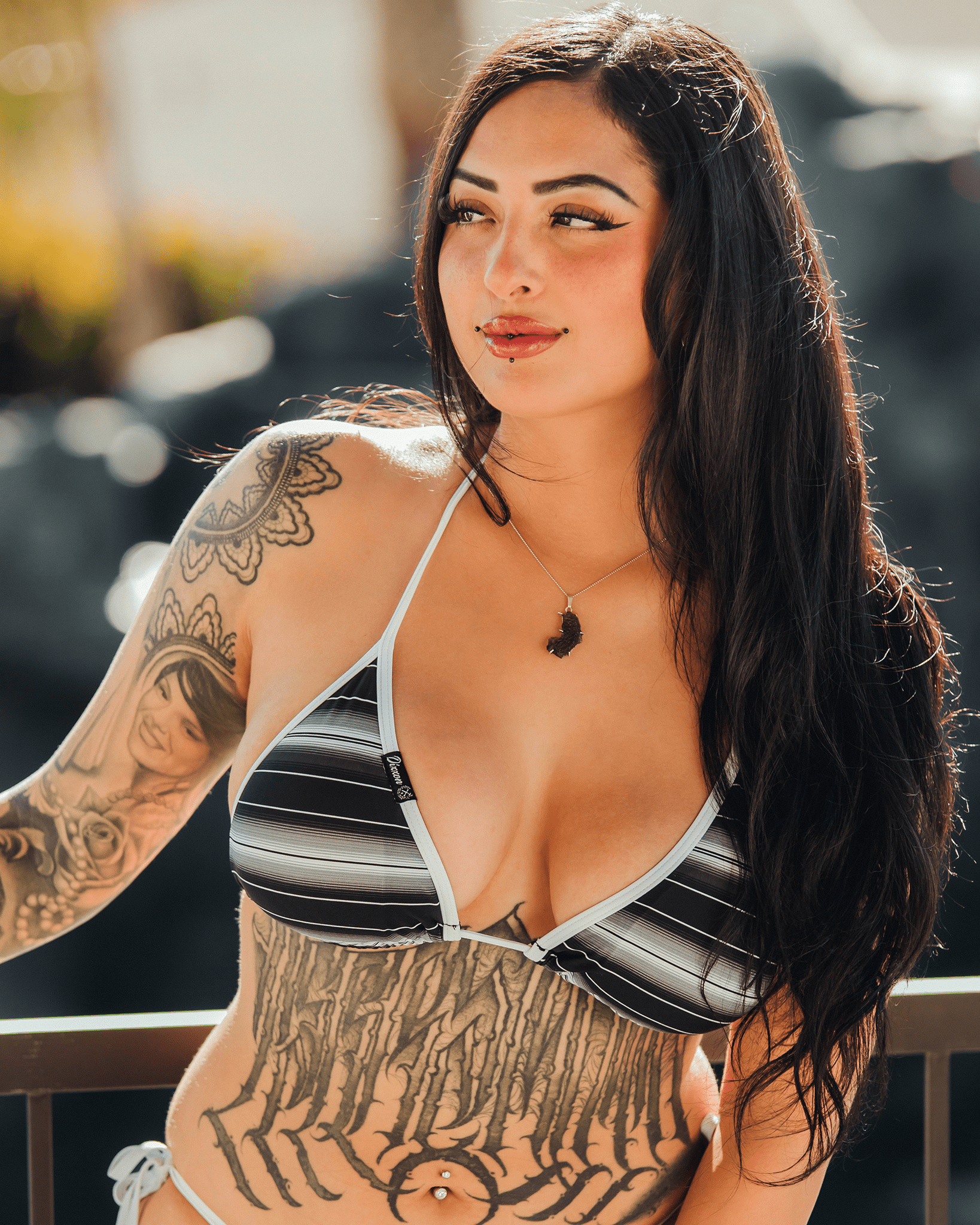 Women's Serape String Bikini Top - Black