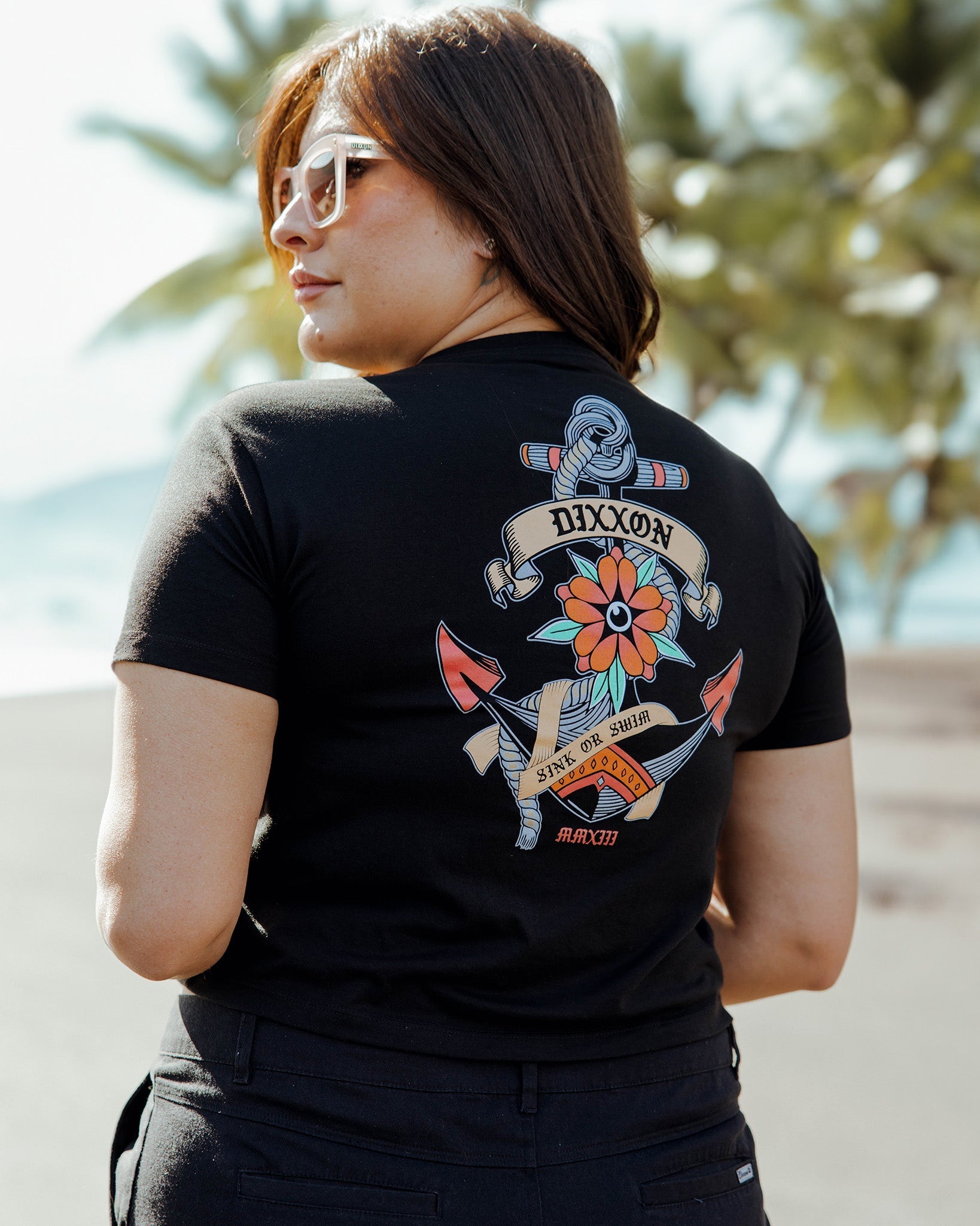 Women's Sink Or Swim Crop Top - Black