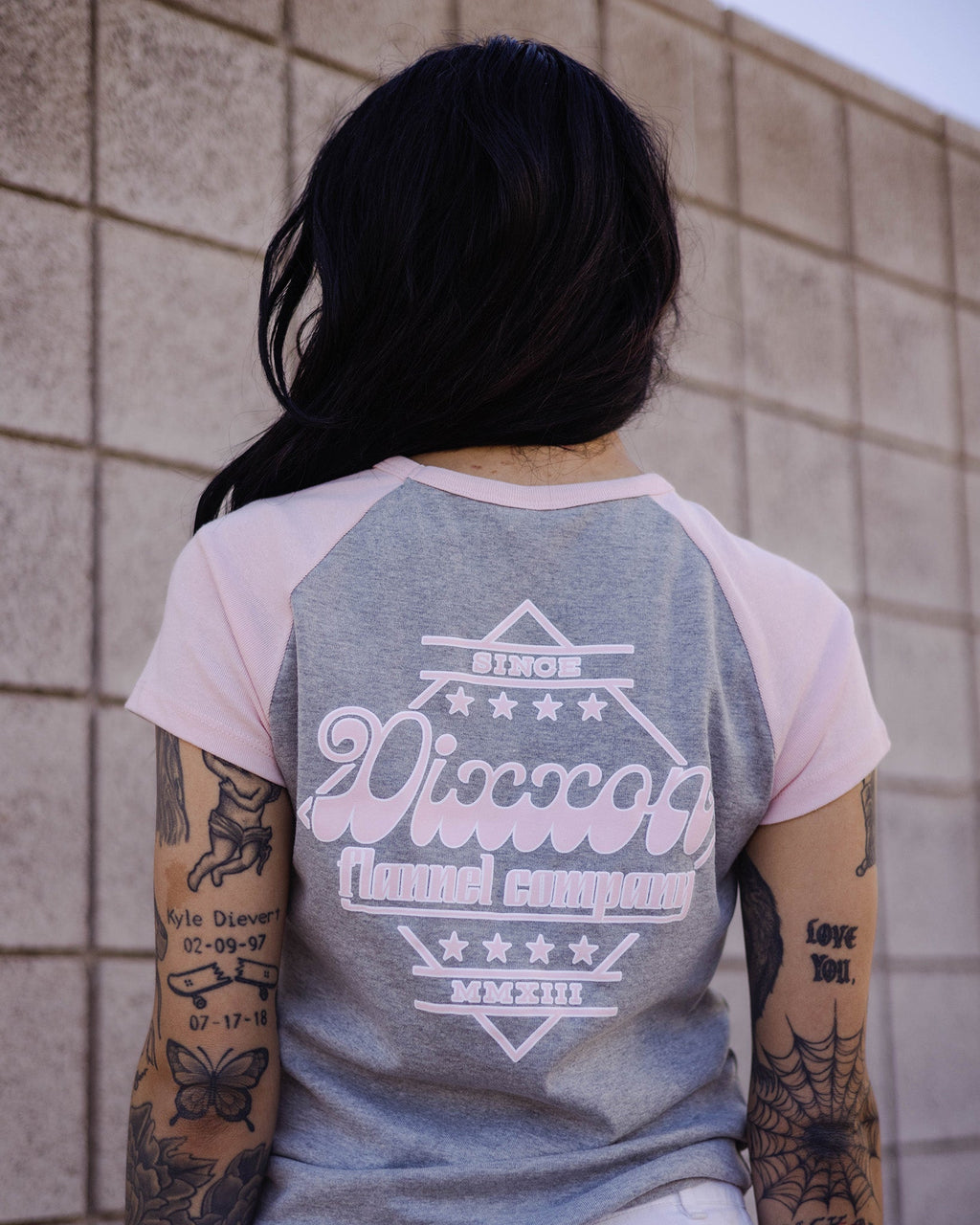Women's Stardust Raglan Tee - Gray & Pink