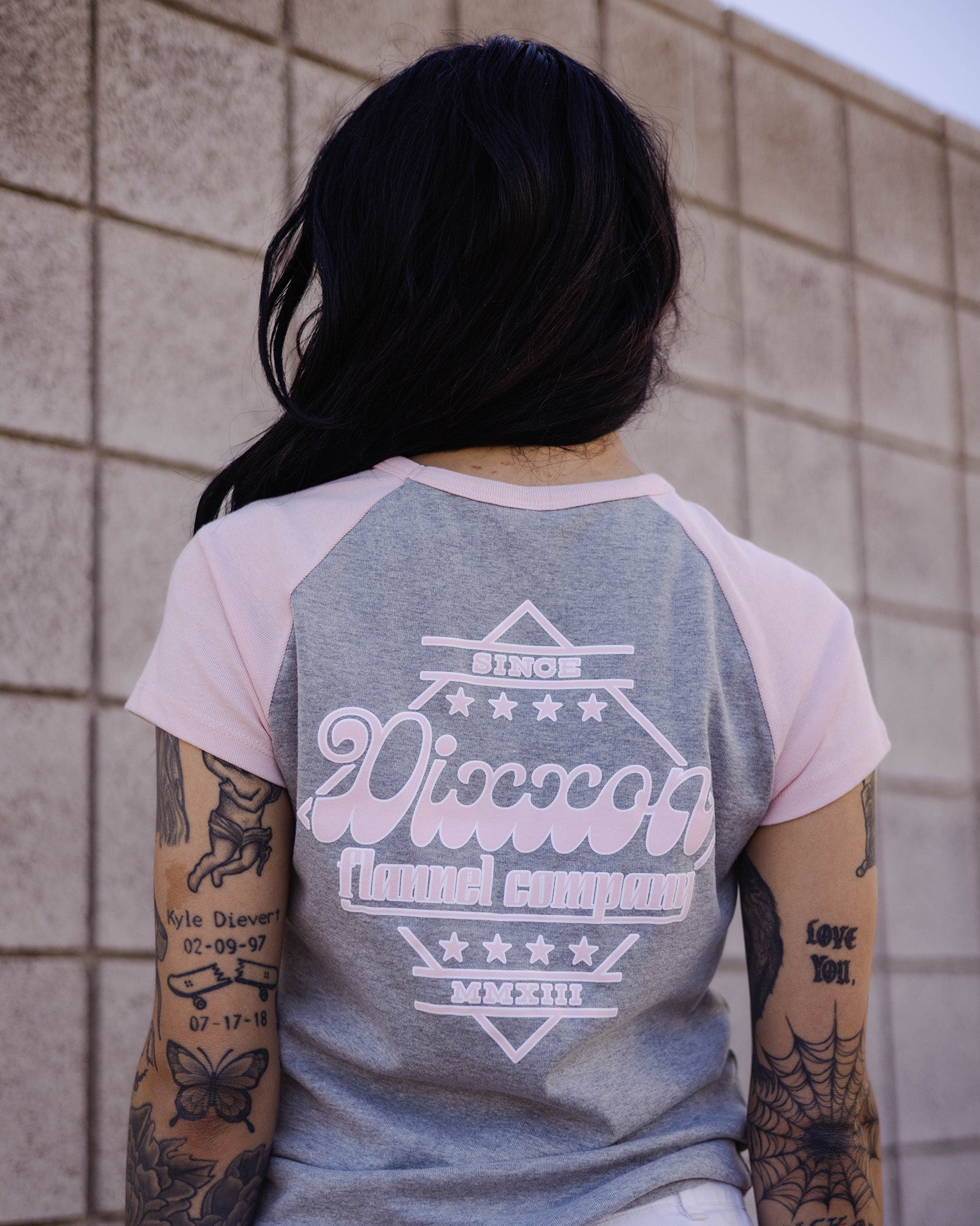 Women's Stardust Raglan Tee - Gray & Pink