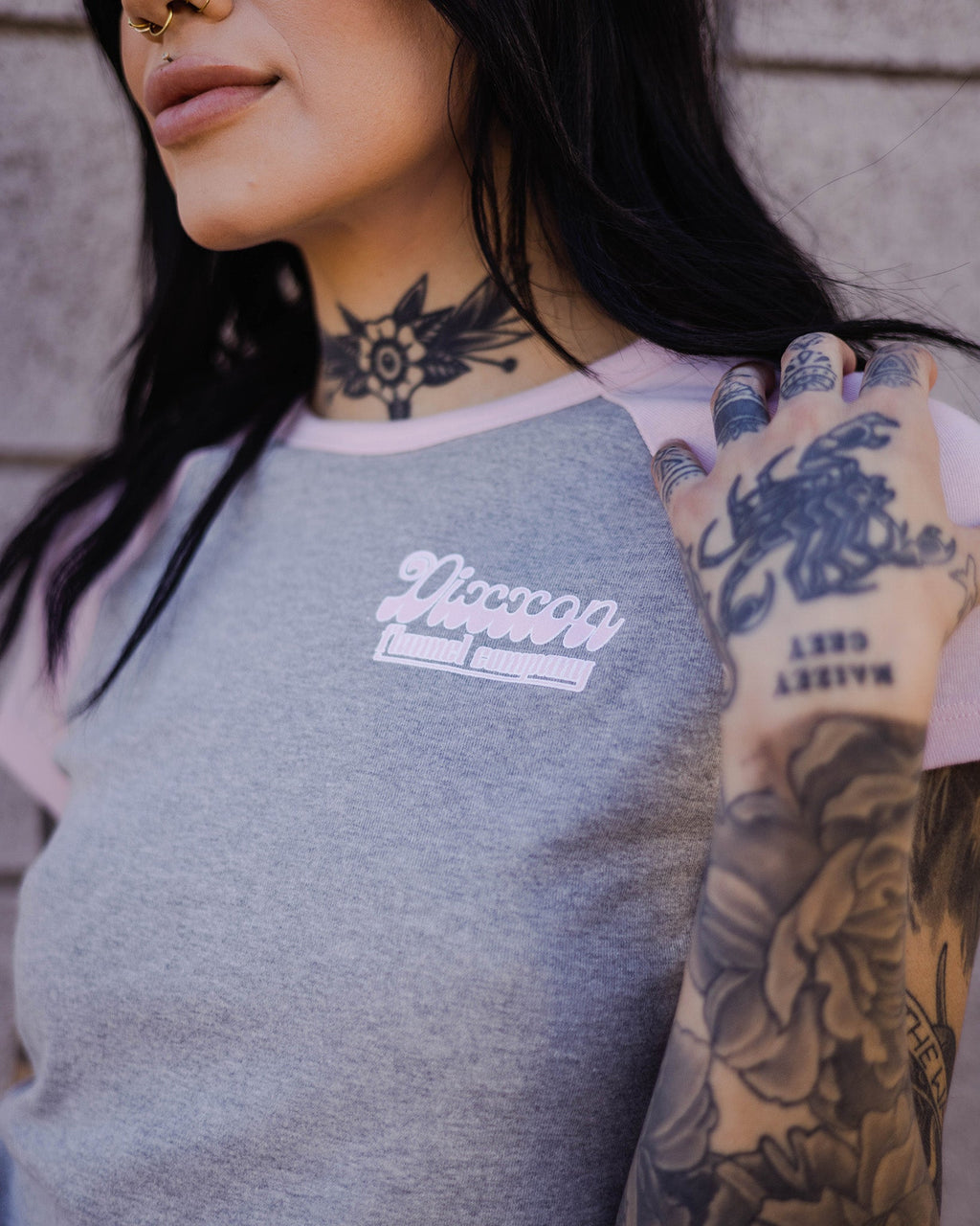 Women's Stardust Raglan Tee - Gray & Pink