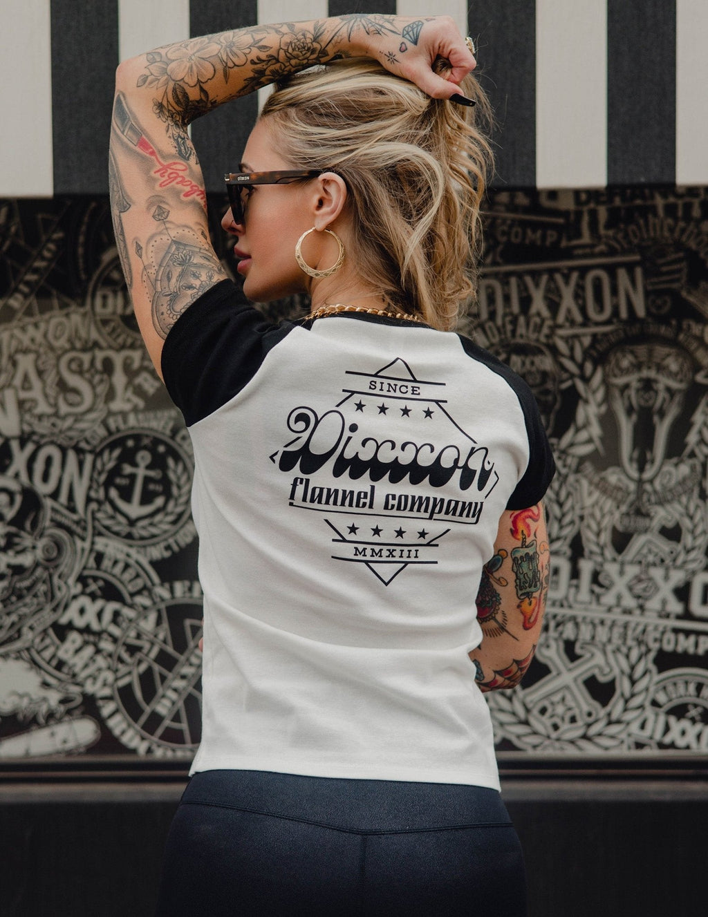 Women's Stardust Raglan Tee - White & Black