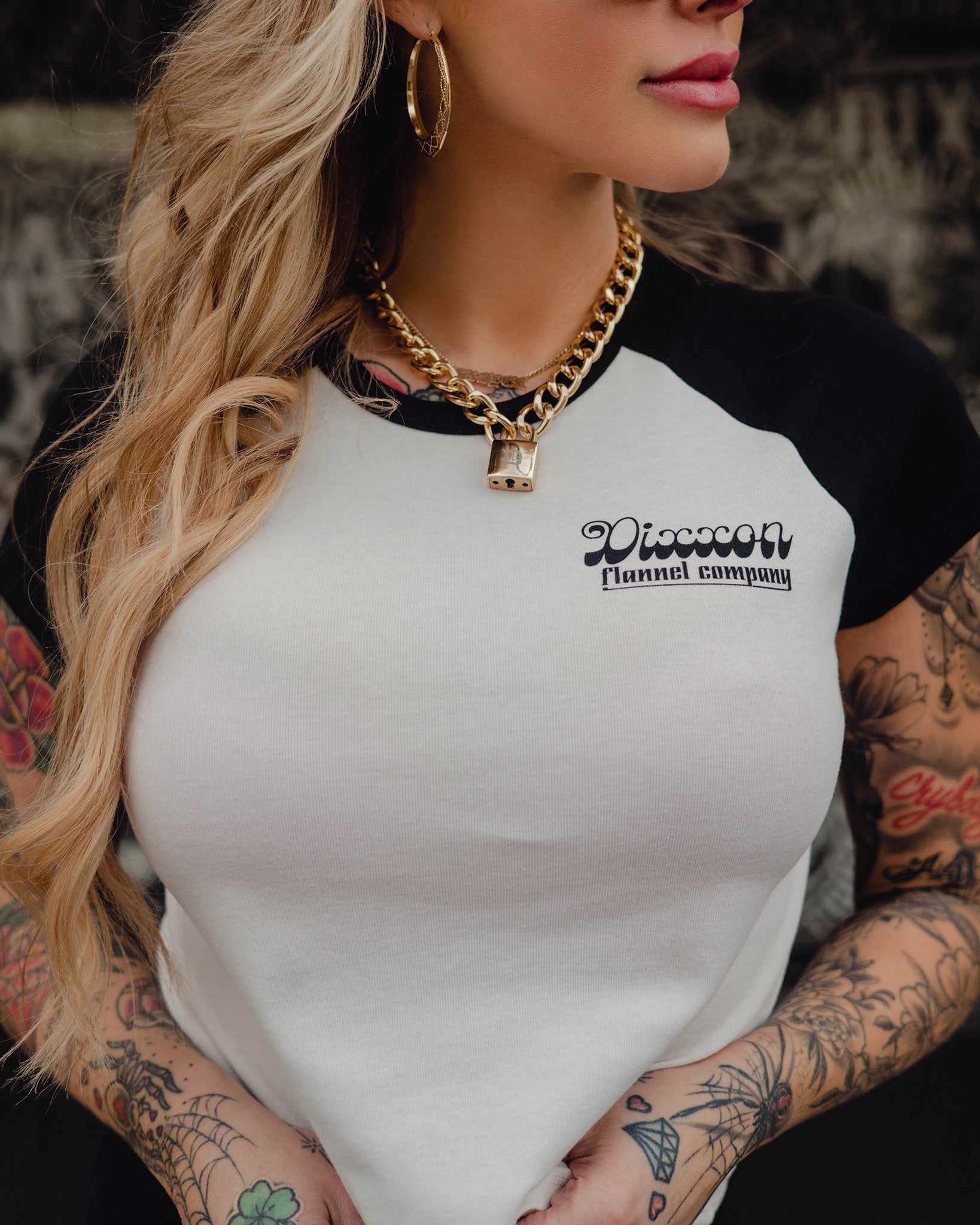Women's Stardust Raglan Tee - White & Black