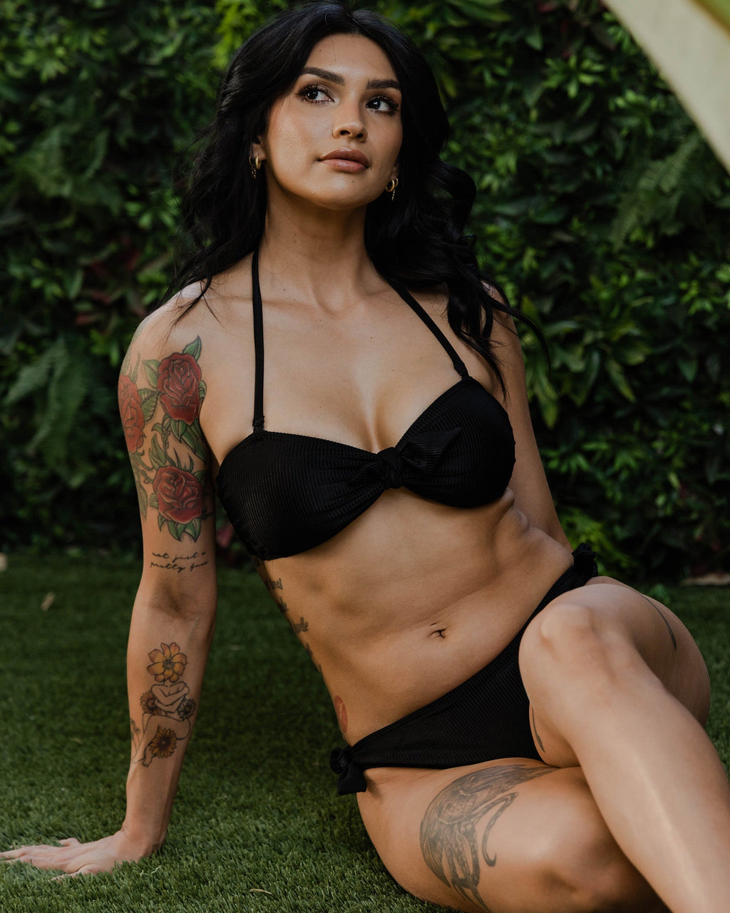 Women's Stay Knotty Bandeau Bikini Top - Black