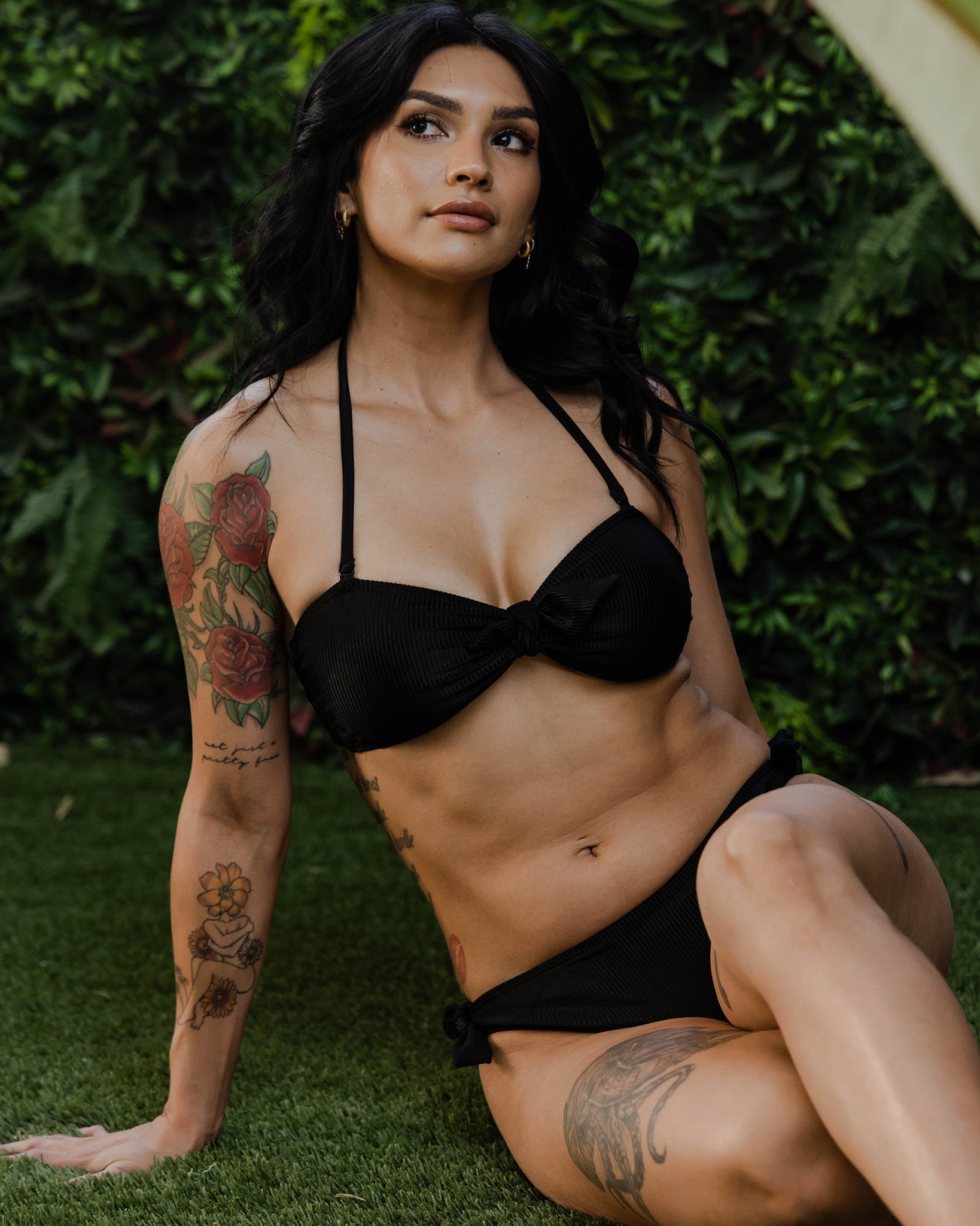 Women's Stay Knotty Bandeau Bikini Top - Black