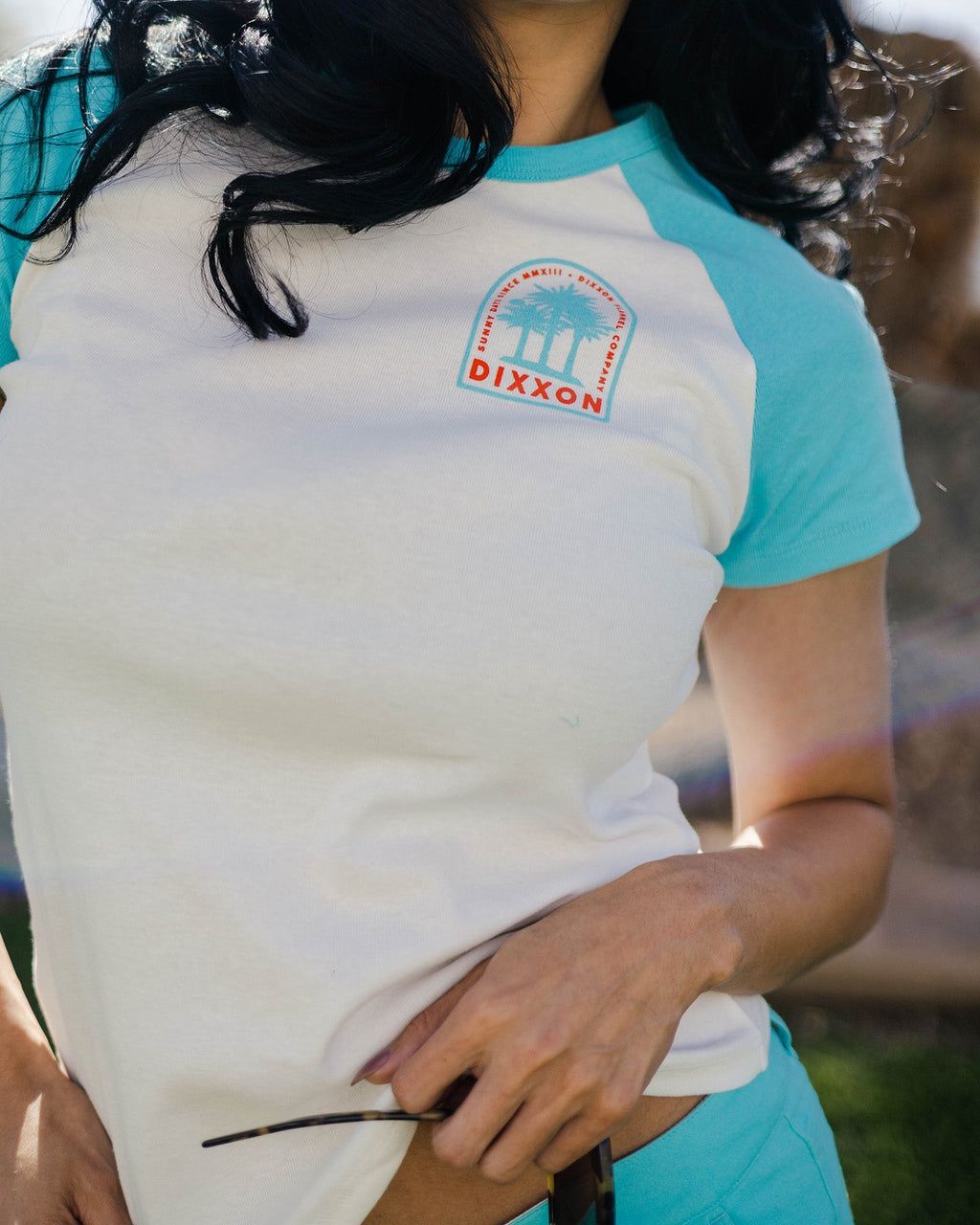 Women's Sunny Days Raglan Tee - White & Tiffany