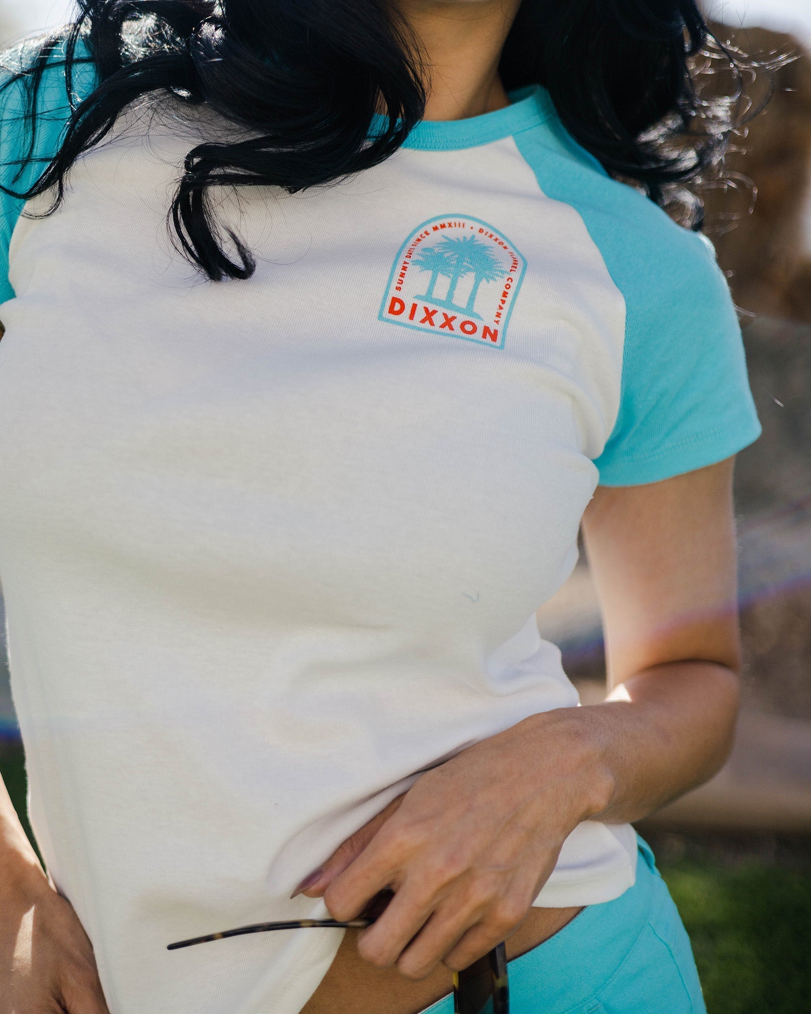 Women's Sunny Days Raglan Tee - White & Tiffany