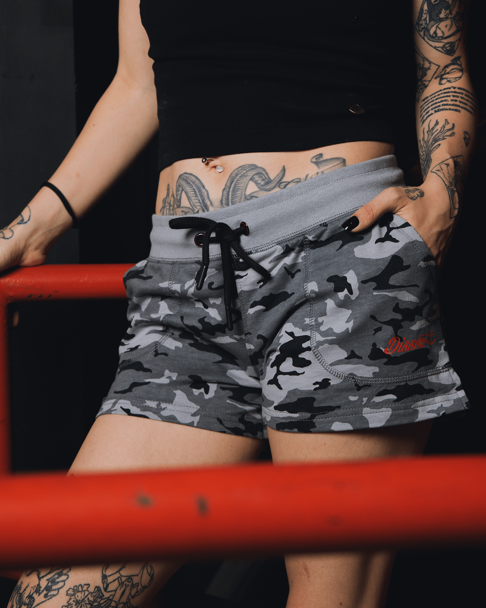 Women's Terry Shorts - Black Camo