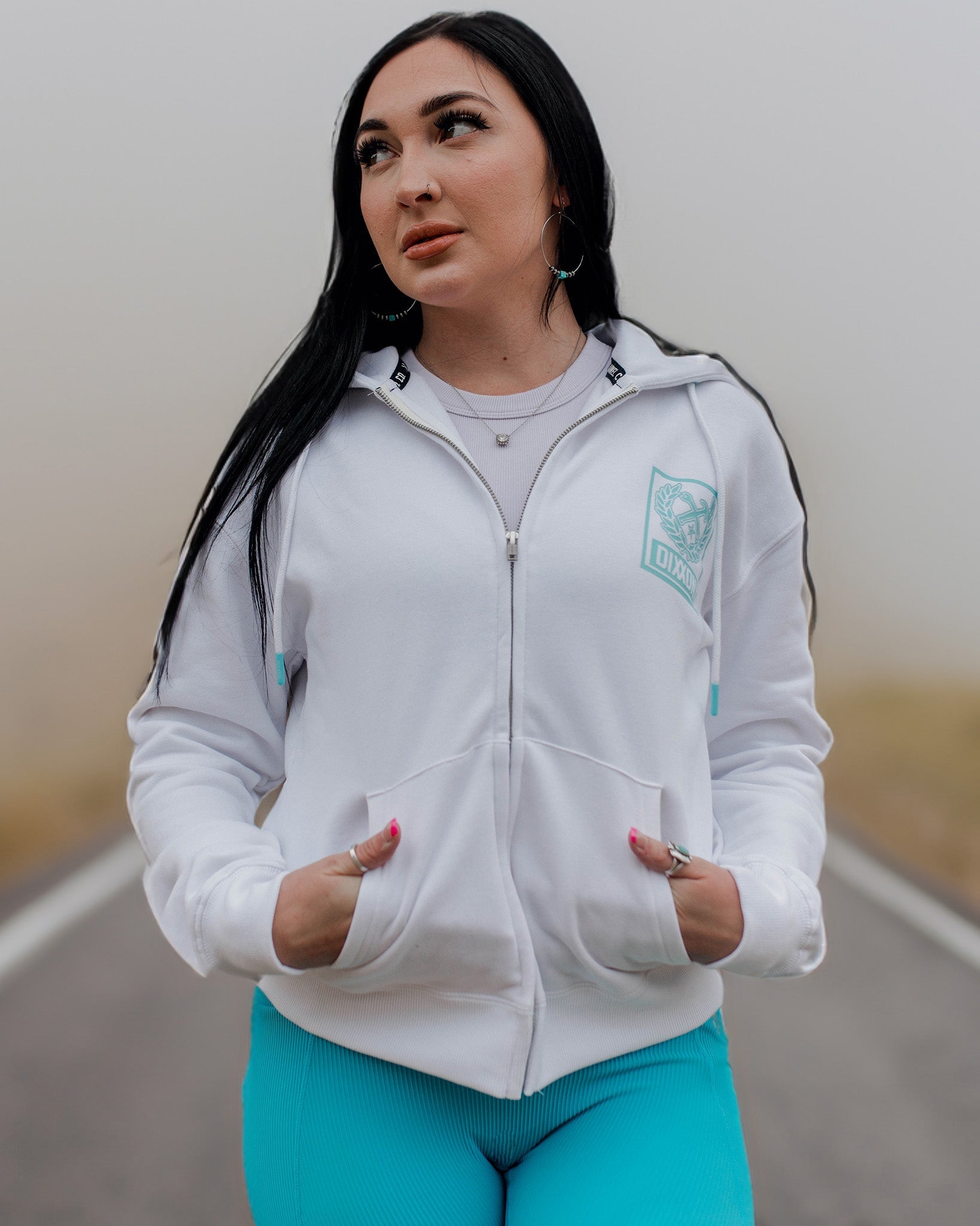 Women's Tiffany Box Crest Zip Up Hoodie - White