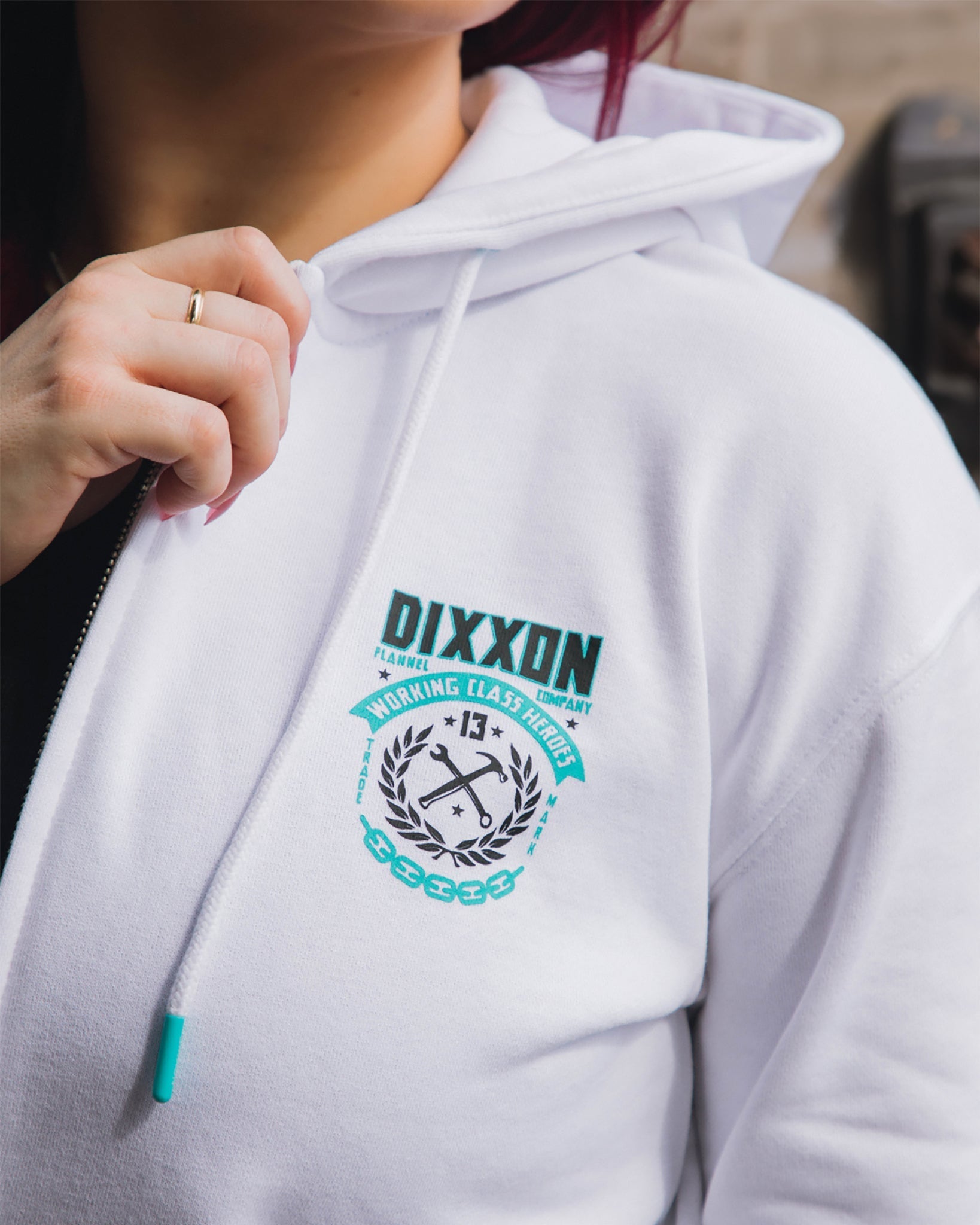 Women's Tiffany Weld Zip Up Hoodie - White