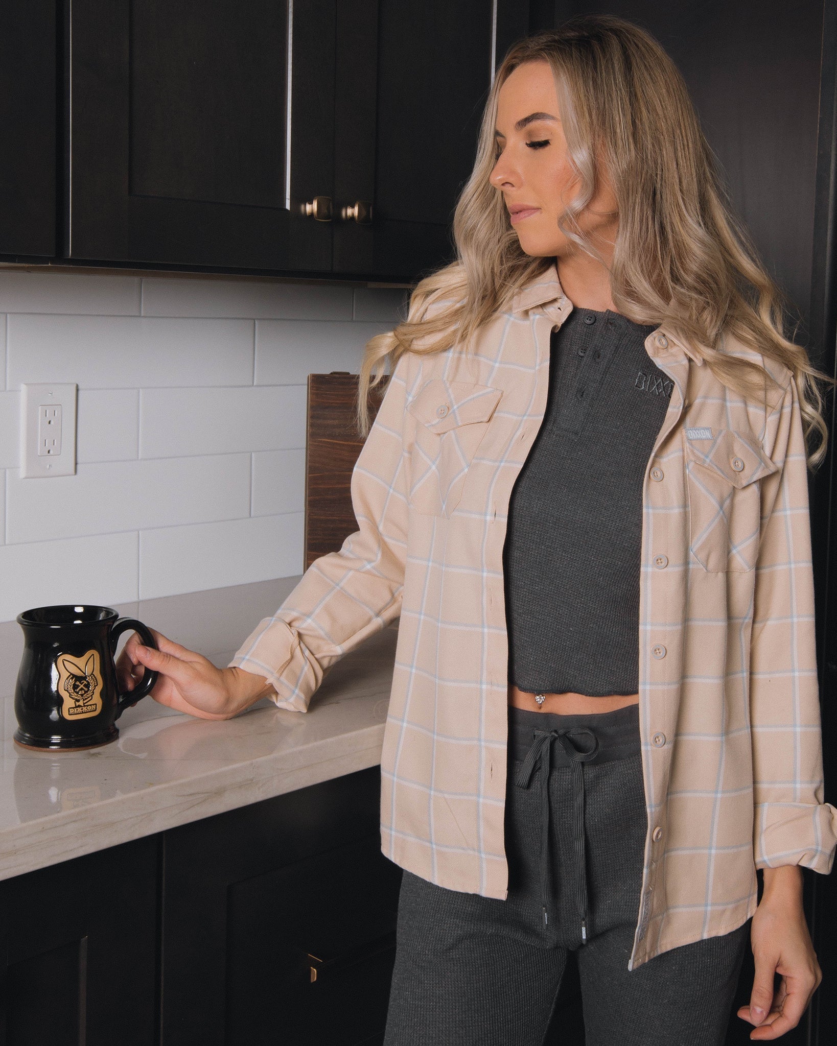 Women's Waffle Knit Crop Tank - Dark Gray