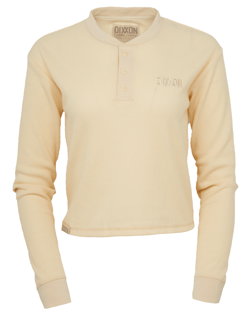 Women's Waffle Knit Long Sleeve Crop Tee - Ivory