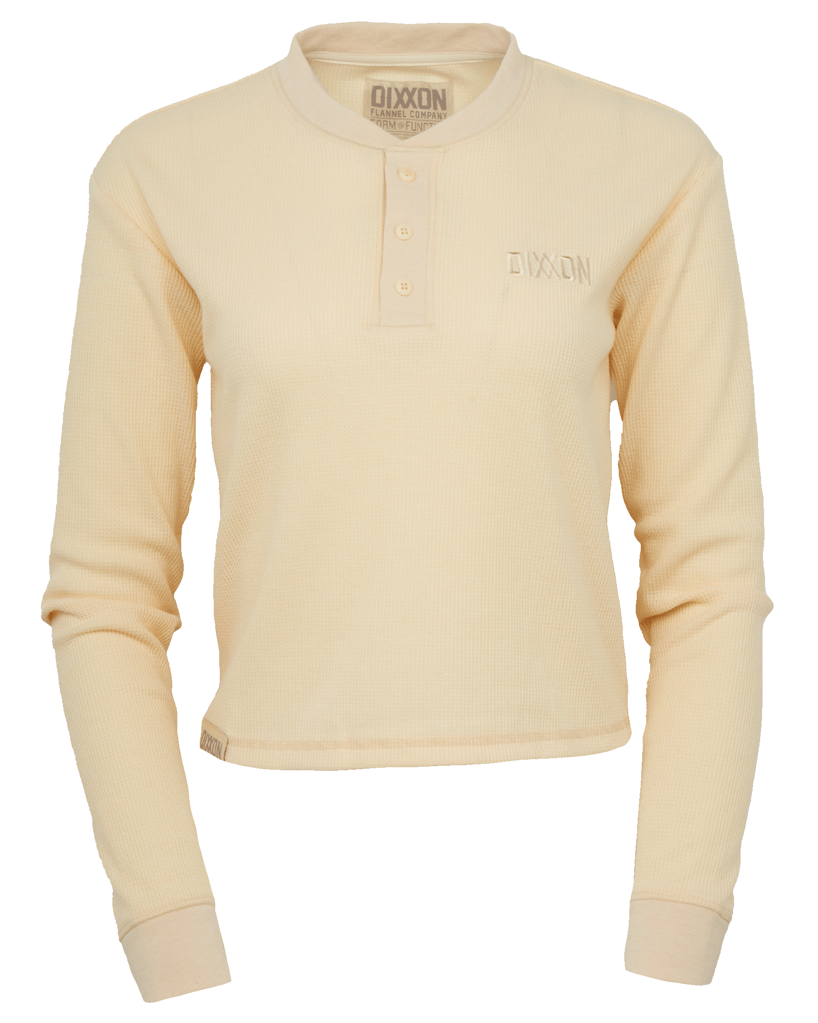 Women's Waffle Knit Long Sleeve Crop Tee - Ivory