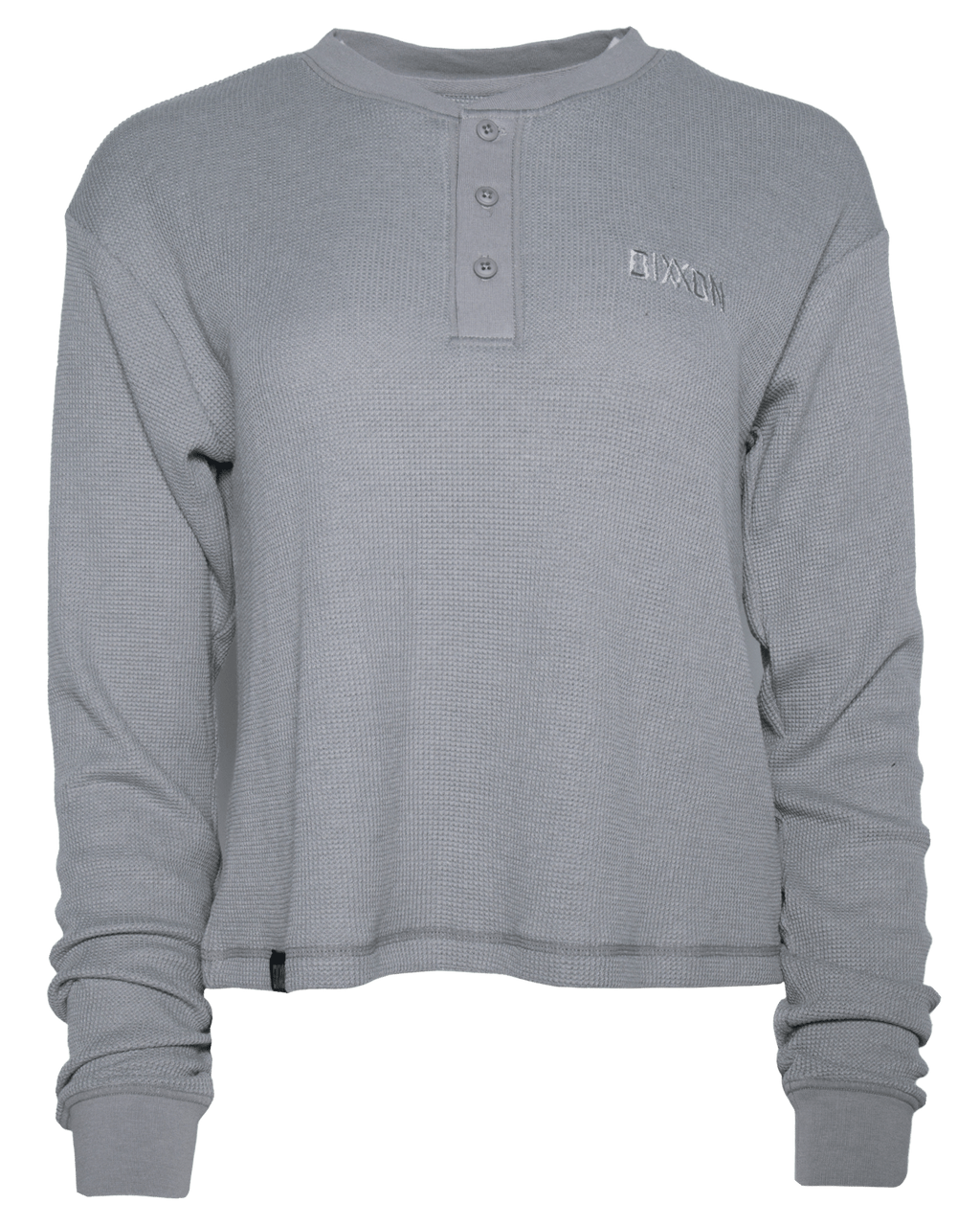 Women's Waffle Knit Long Sleeve Crop Tee - Light Gray