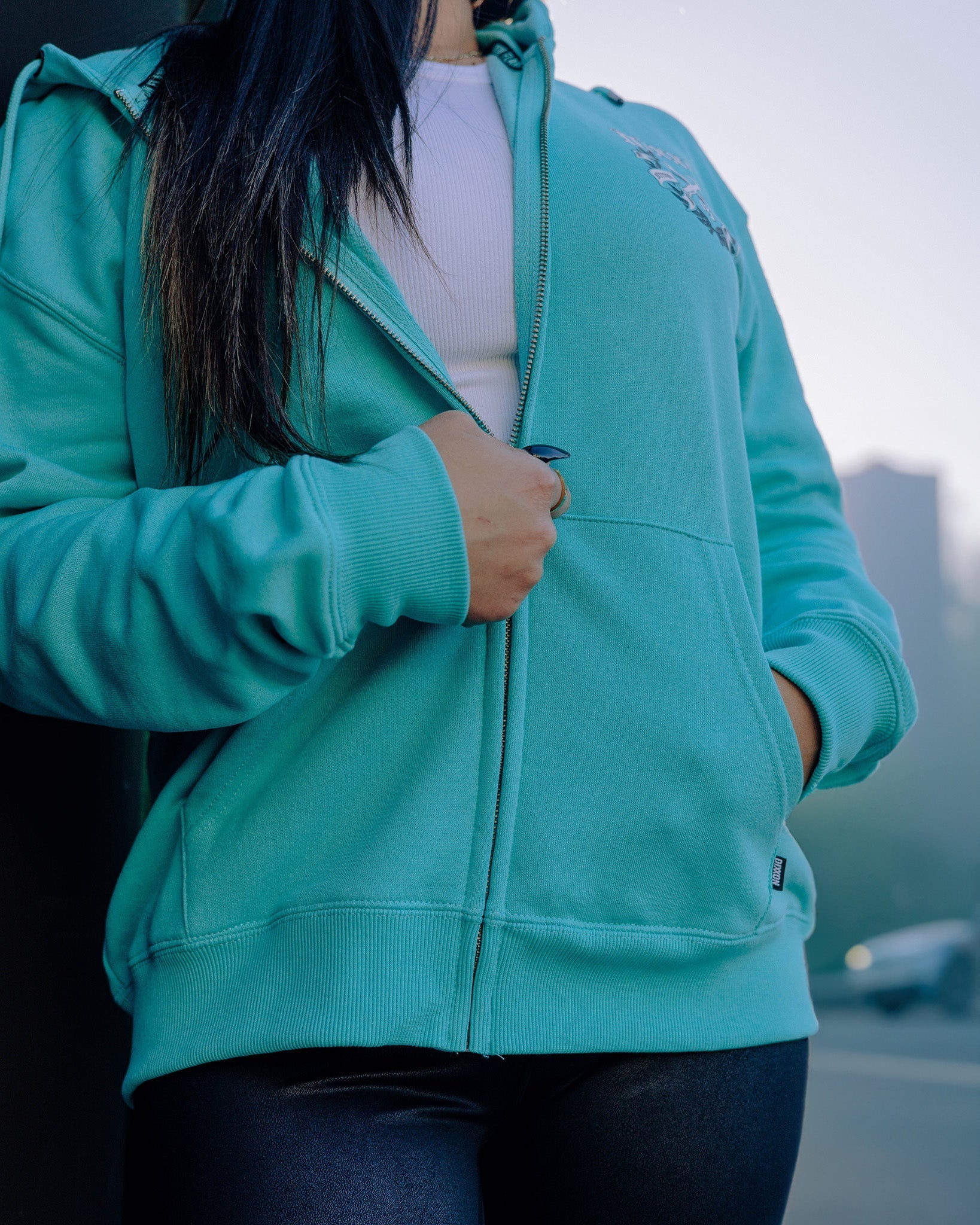 Women's White & Black Award Crest Zip Up - Tiffany